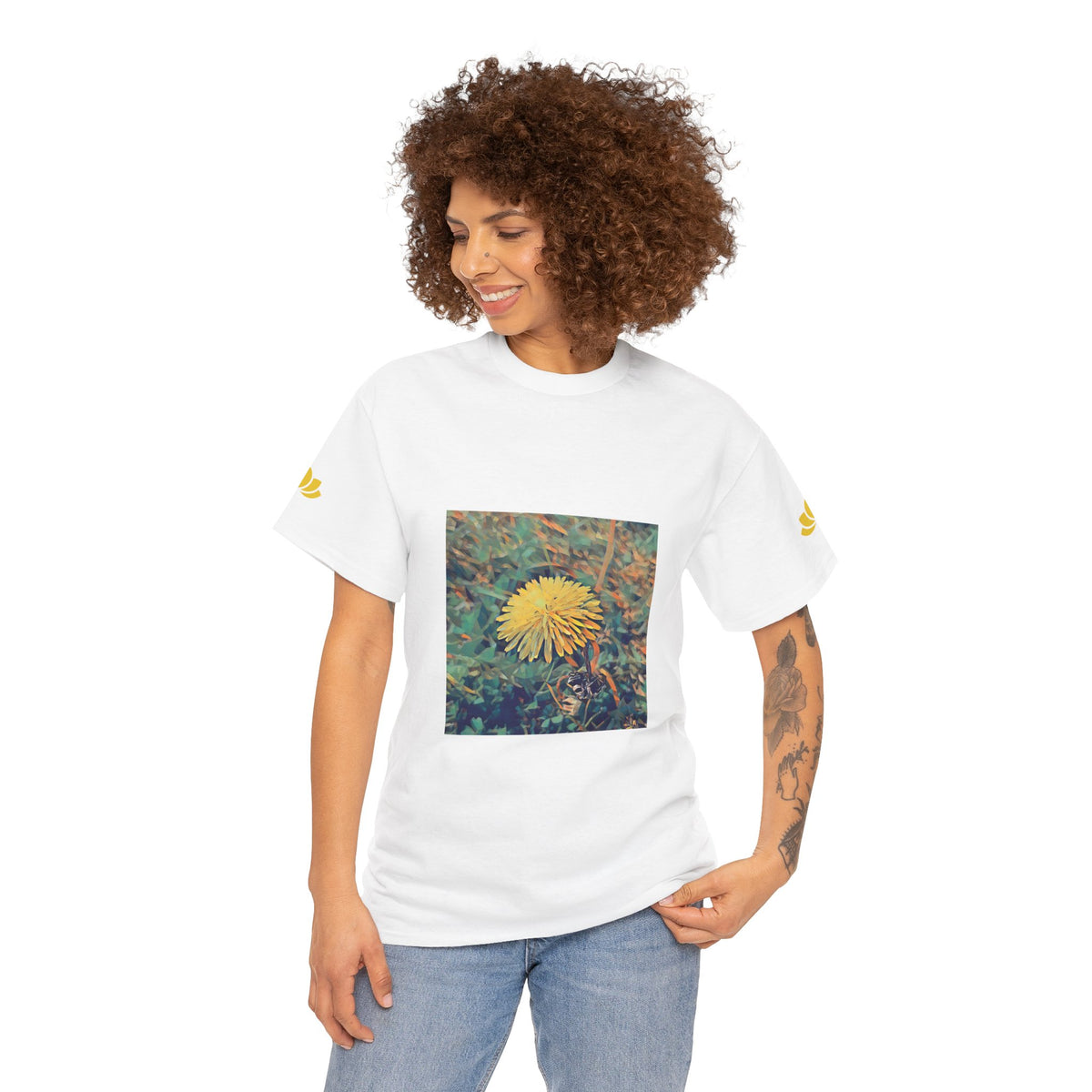 Unisex Heavy Cotton Tee - Poly Art - Flower of Dandelion (Variant 1)