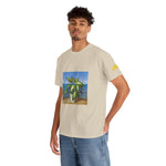 Unisex Heavy Cotton Tee - Dieffenbachia Plant and Sea landscape