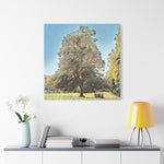Stretched Matte Canvas - Poly Art - Tree in a lawn (Variant 1)