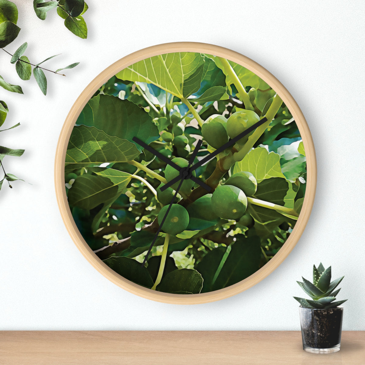 Wall Clock - Fig's Plant, with Fruits and Leaves