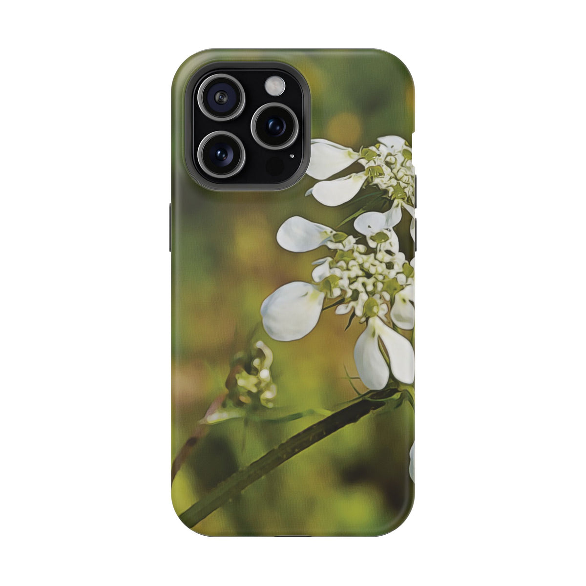Magnetic Tough Phone Case - Flower, White