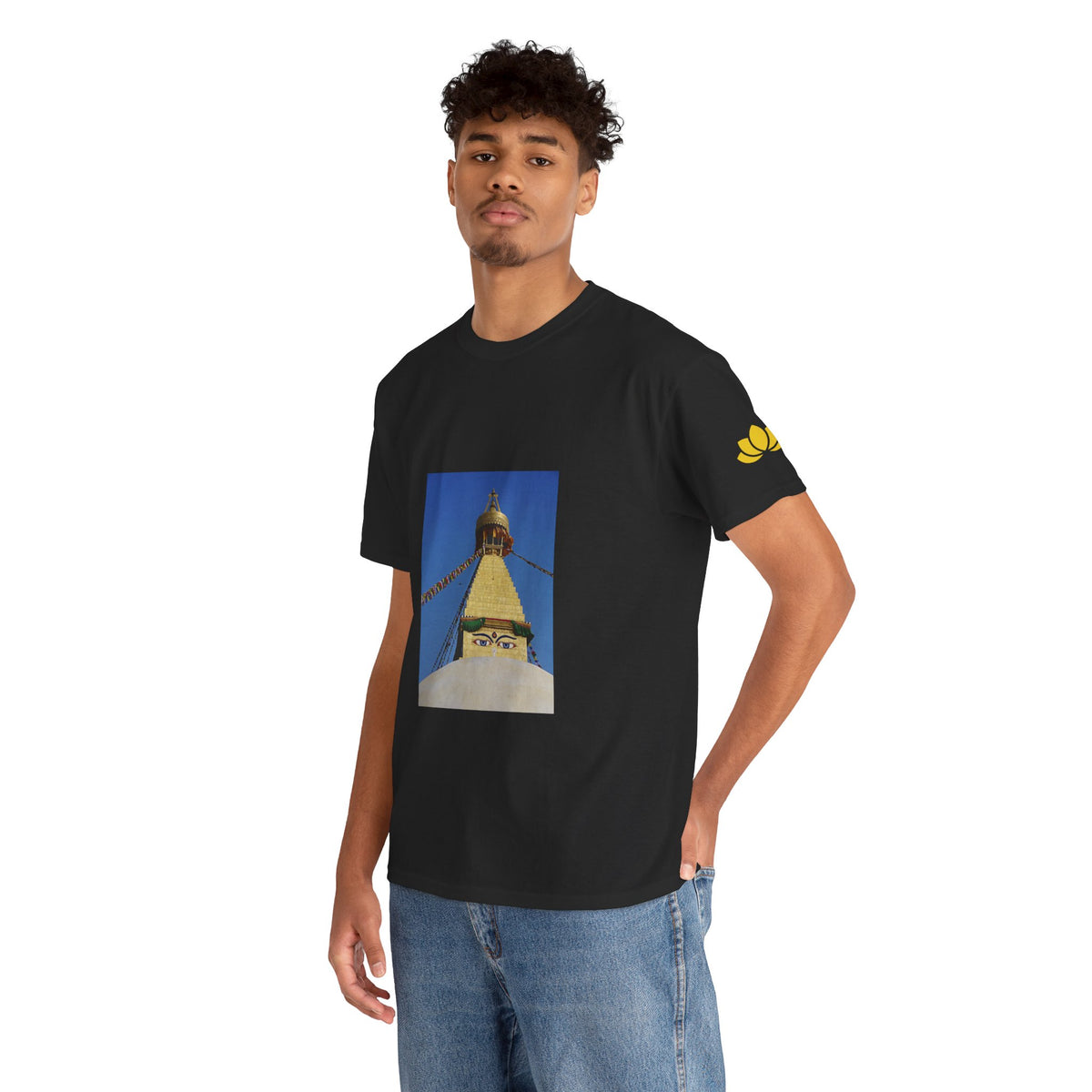 Unisex Heavy Cotton Tee - Nepal, Buddha's Eyes (Variant 1)