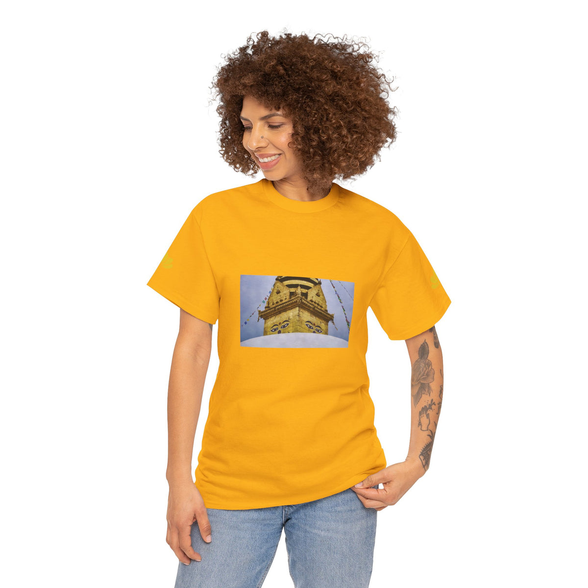 Unisex Heavy Cotton Tee - Nepal, Buddha's Eyes (Variant 4)