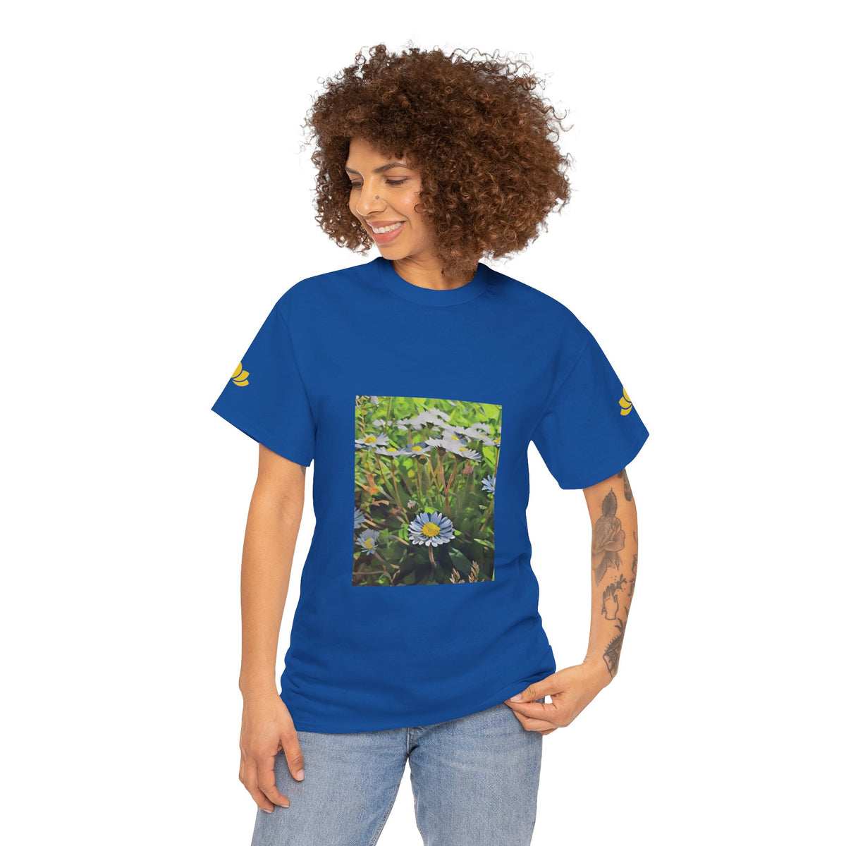 Unisex Heavy Cotton Tee - Poly Art - Flower of Daisies (Variant 1)