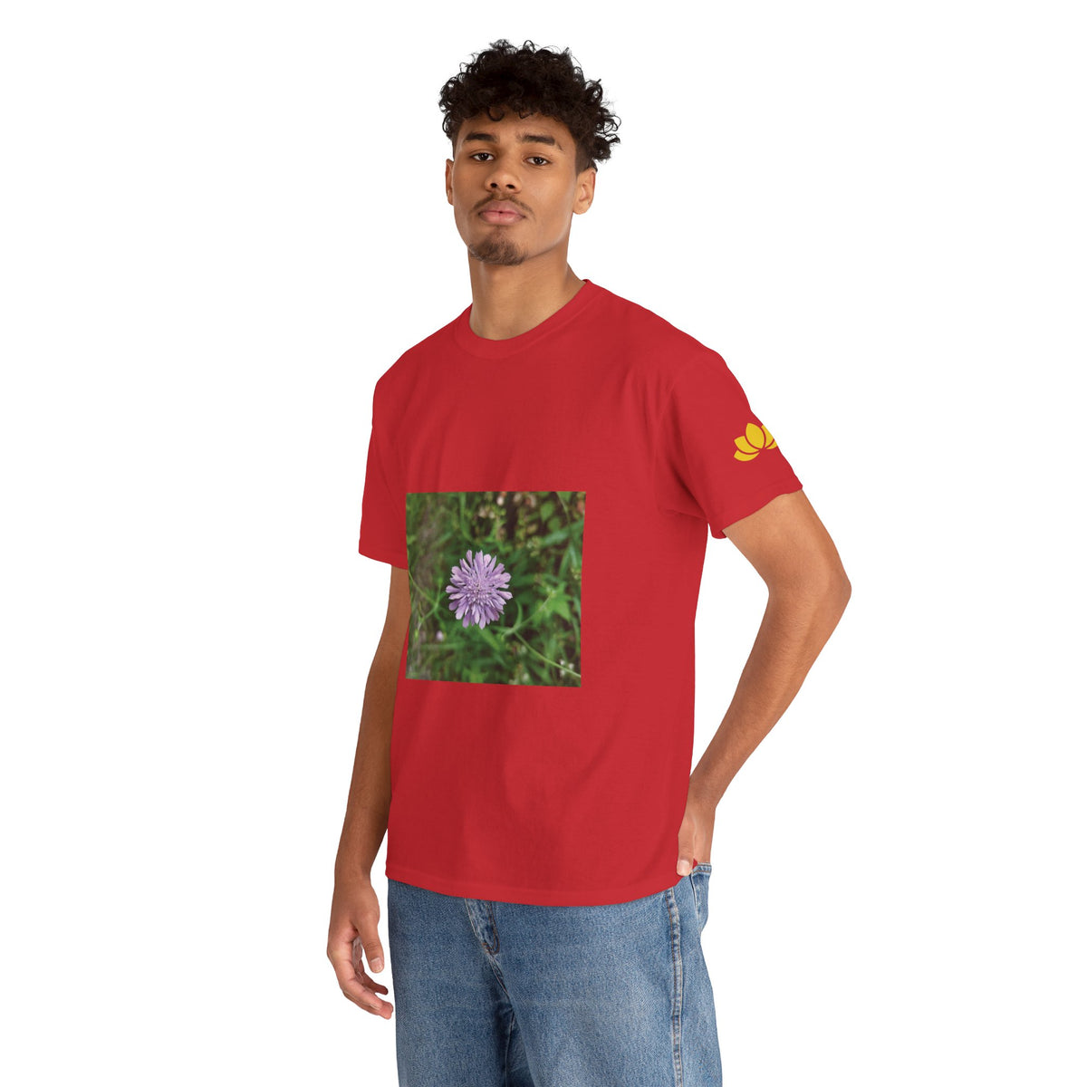 Unisex Heavy Cotton Tee - Flower of Knautia Integrifolia (Ambretta Annuale)