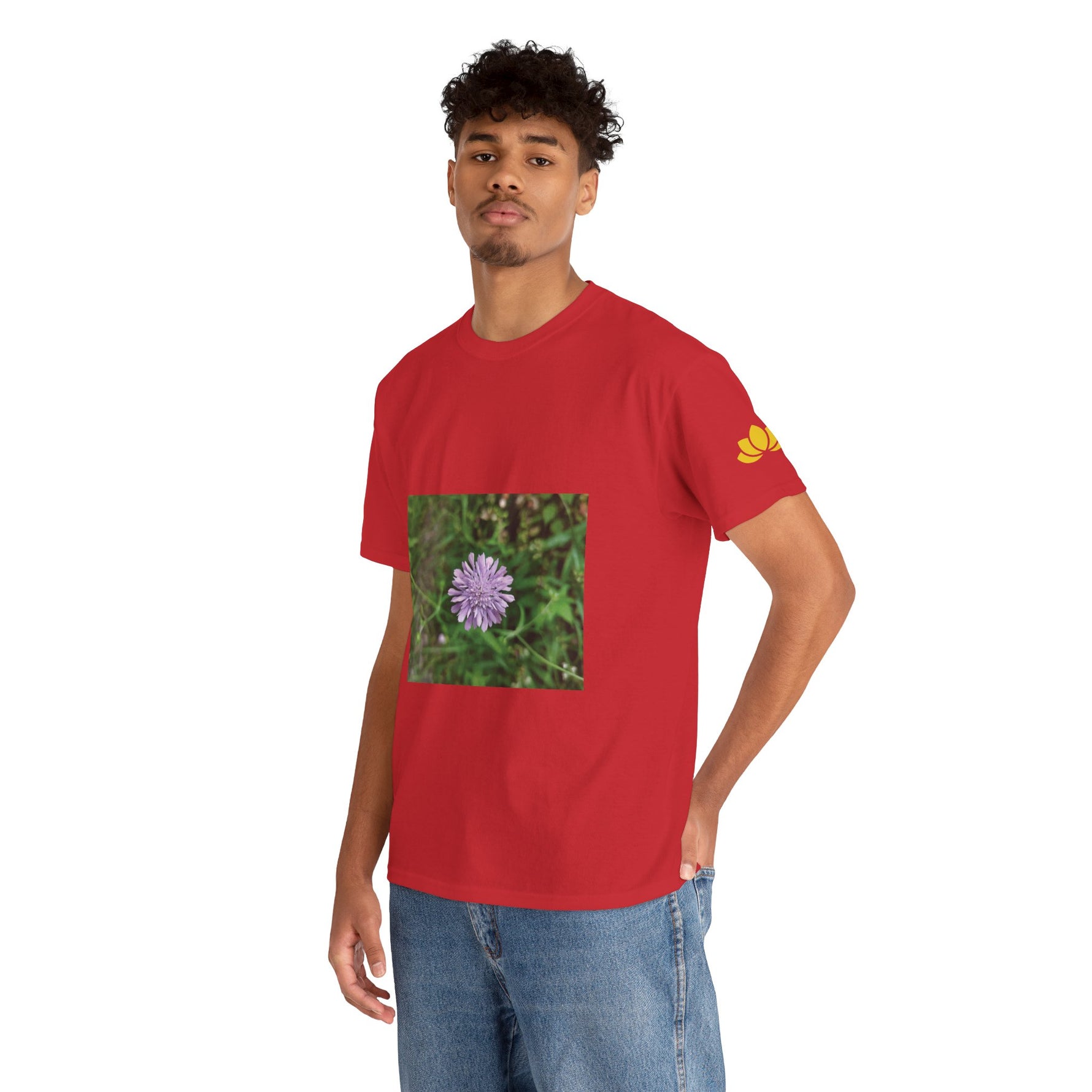 Unisex Heavy Cotton Tee - Flower of Knautia Integrifolia (Ambretta Annuale)