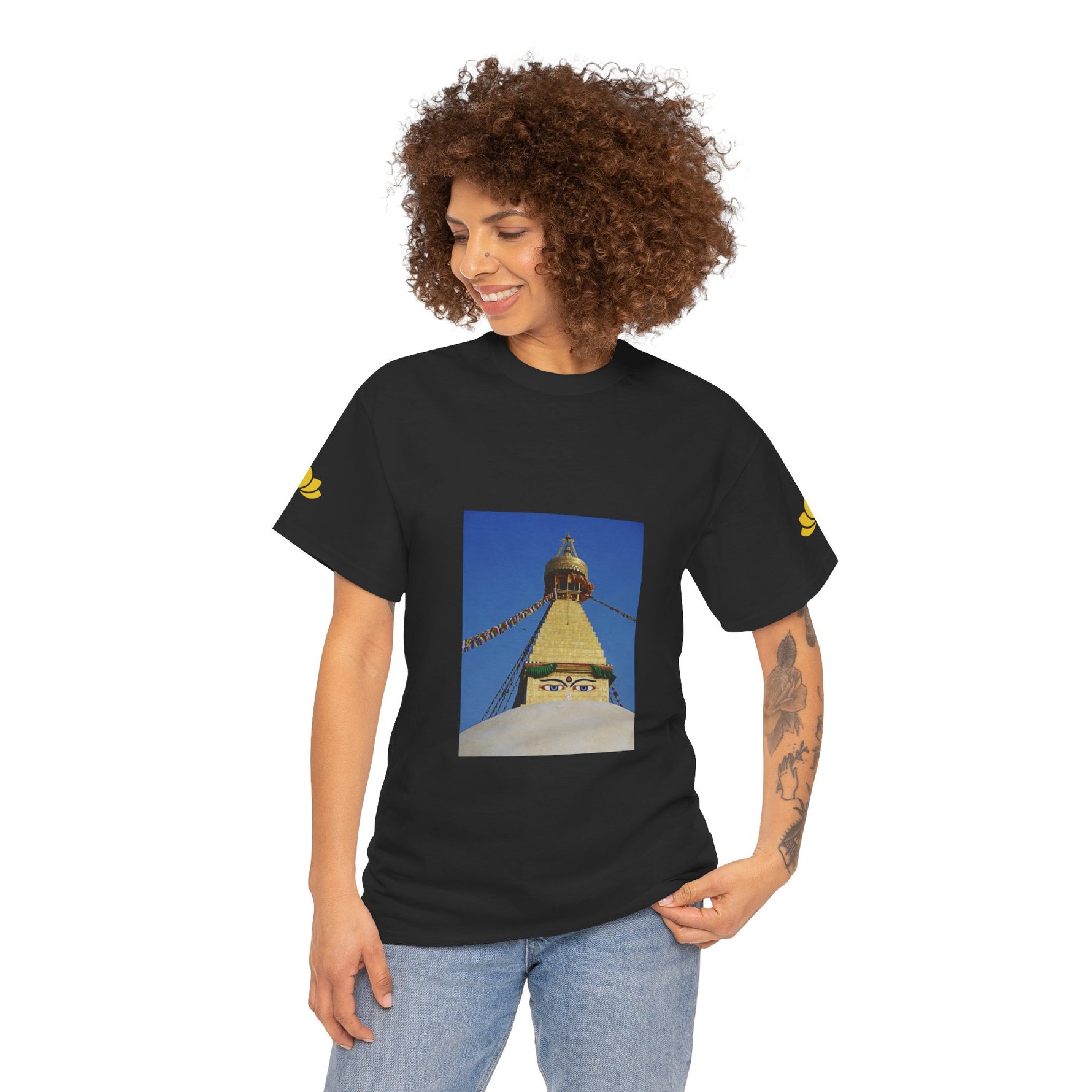 Unisex Heavy Cotton Tee - Nepal, Buddha's Eyes (Variant 1)