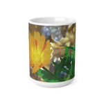 Ceramic White Cup 15oz - Flower of Calendula