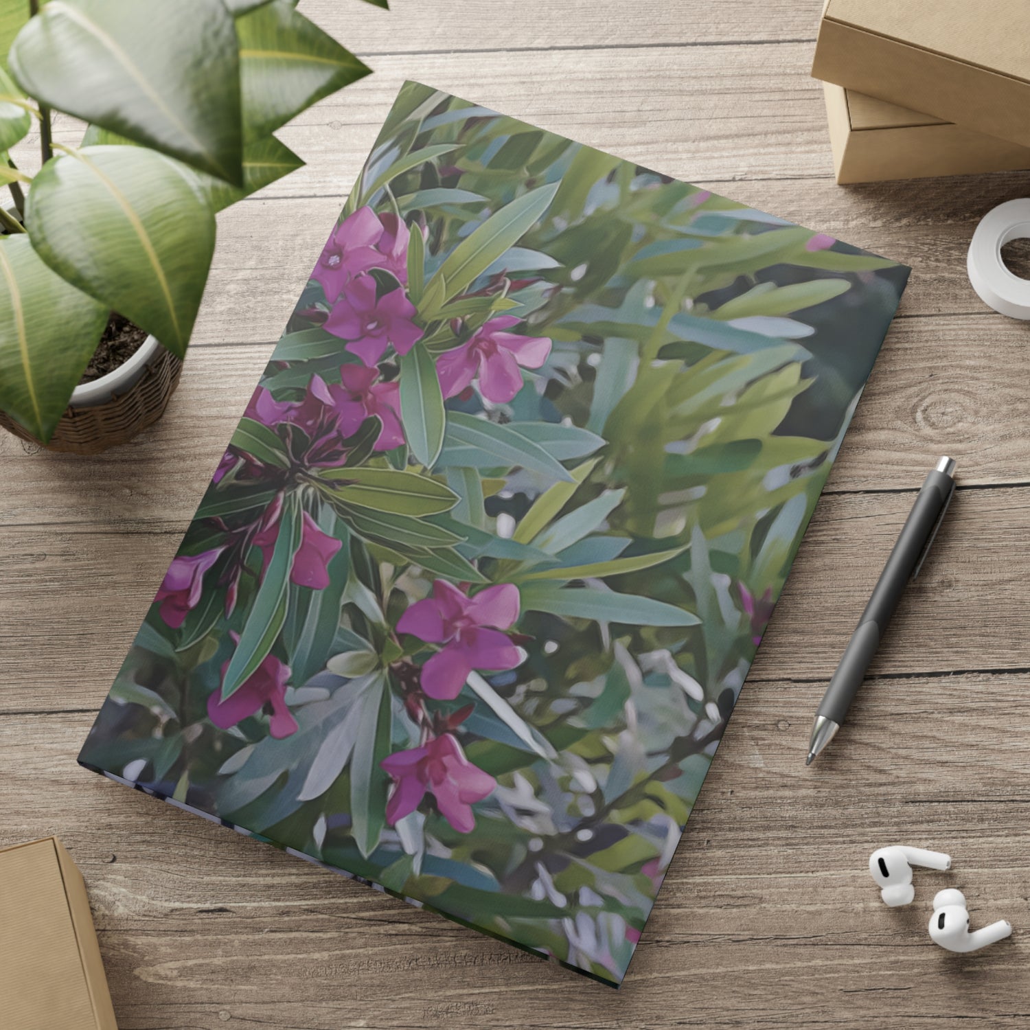 Hardcover Notebook with Puffy Covers - Flower of Oleander