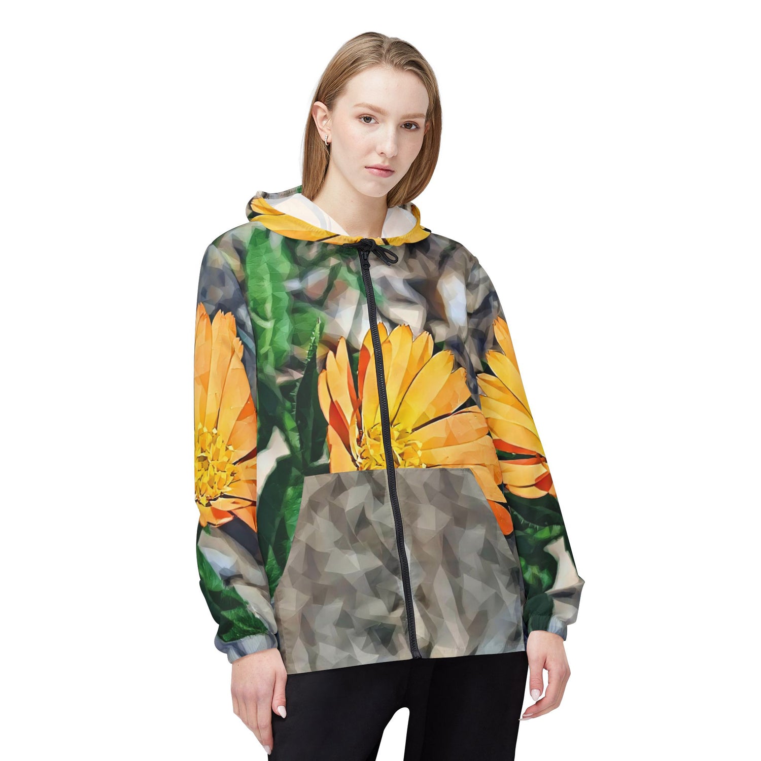 Windbreaker Jacket - Poly Art - Flower of Calendula (Variant 2)