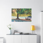 Stretched Matte Canvas - Poly Art - Tree in a lawn (Variant 2)