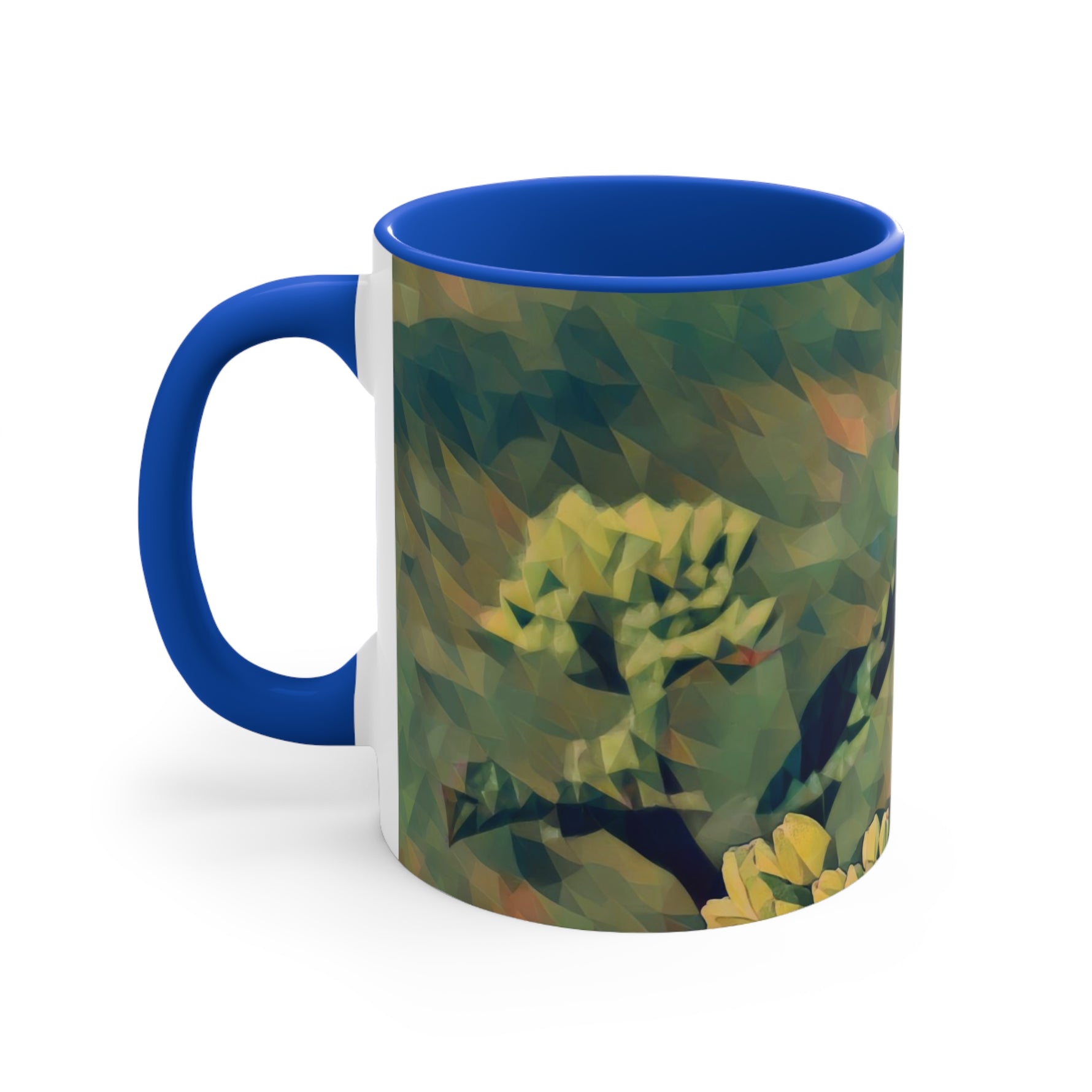 Mug 11oz - Poly Art - Flower, Yellow
