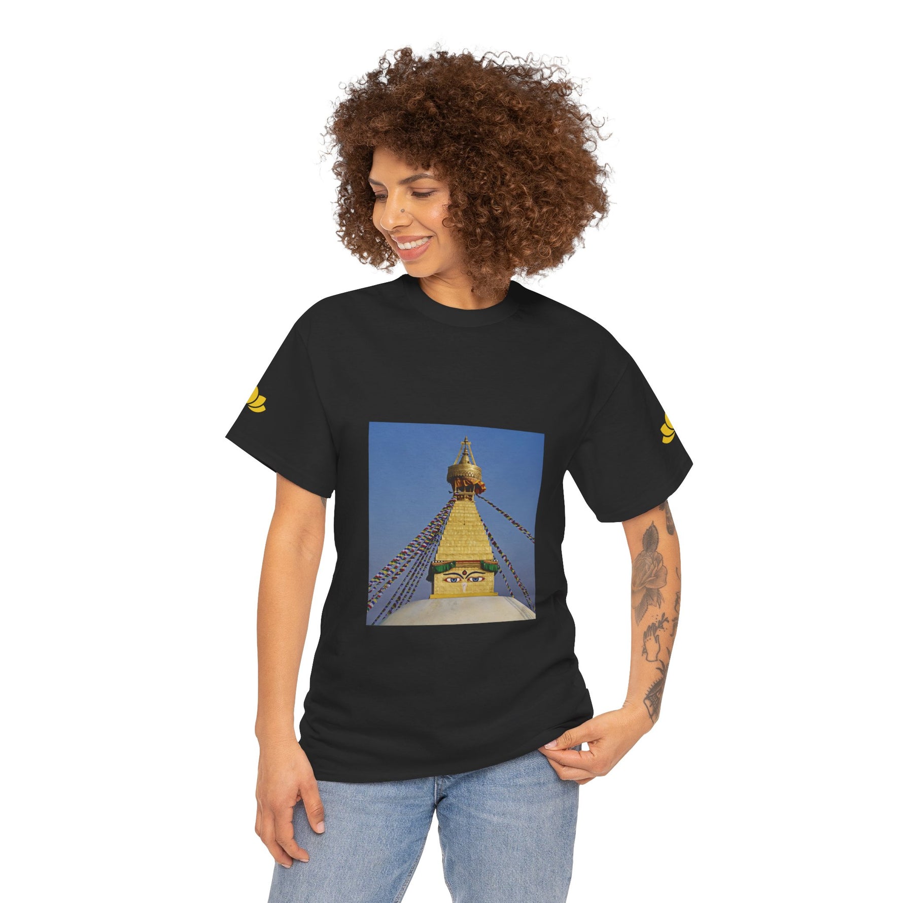 Unisex Heavy Cotton Tee - Nepal, Buddha's Eyes (Variant 3)