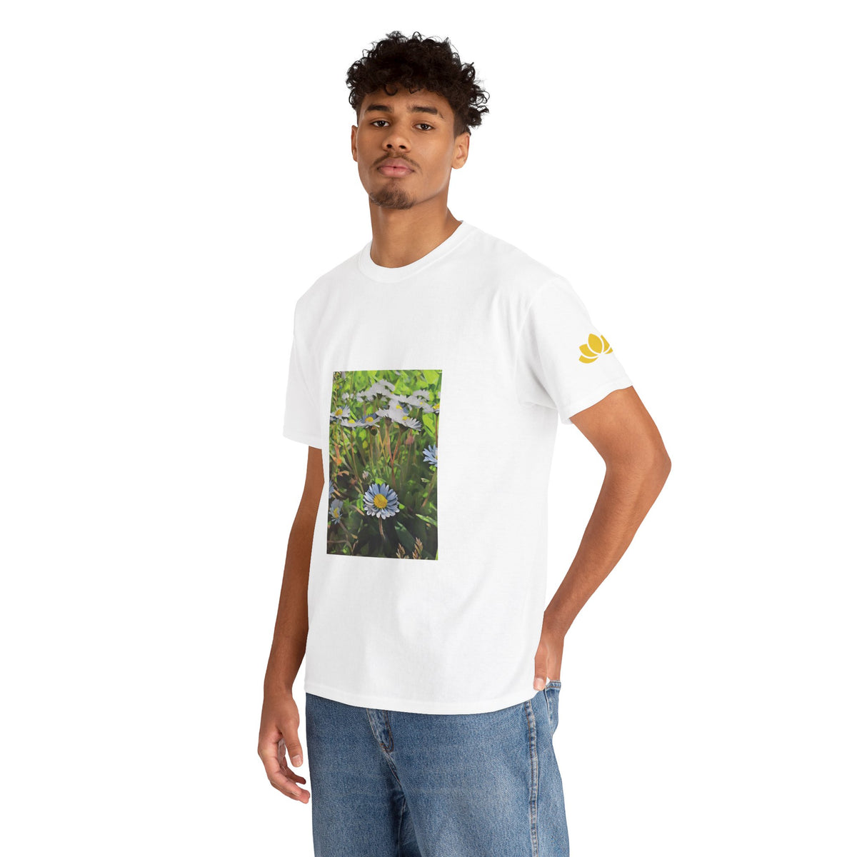 Unisex Heavy Cotton Tee - Poly Art - Flower of Daisies (Variant 1)