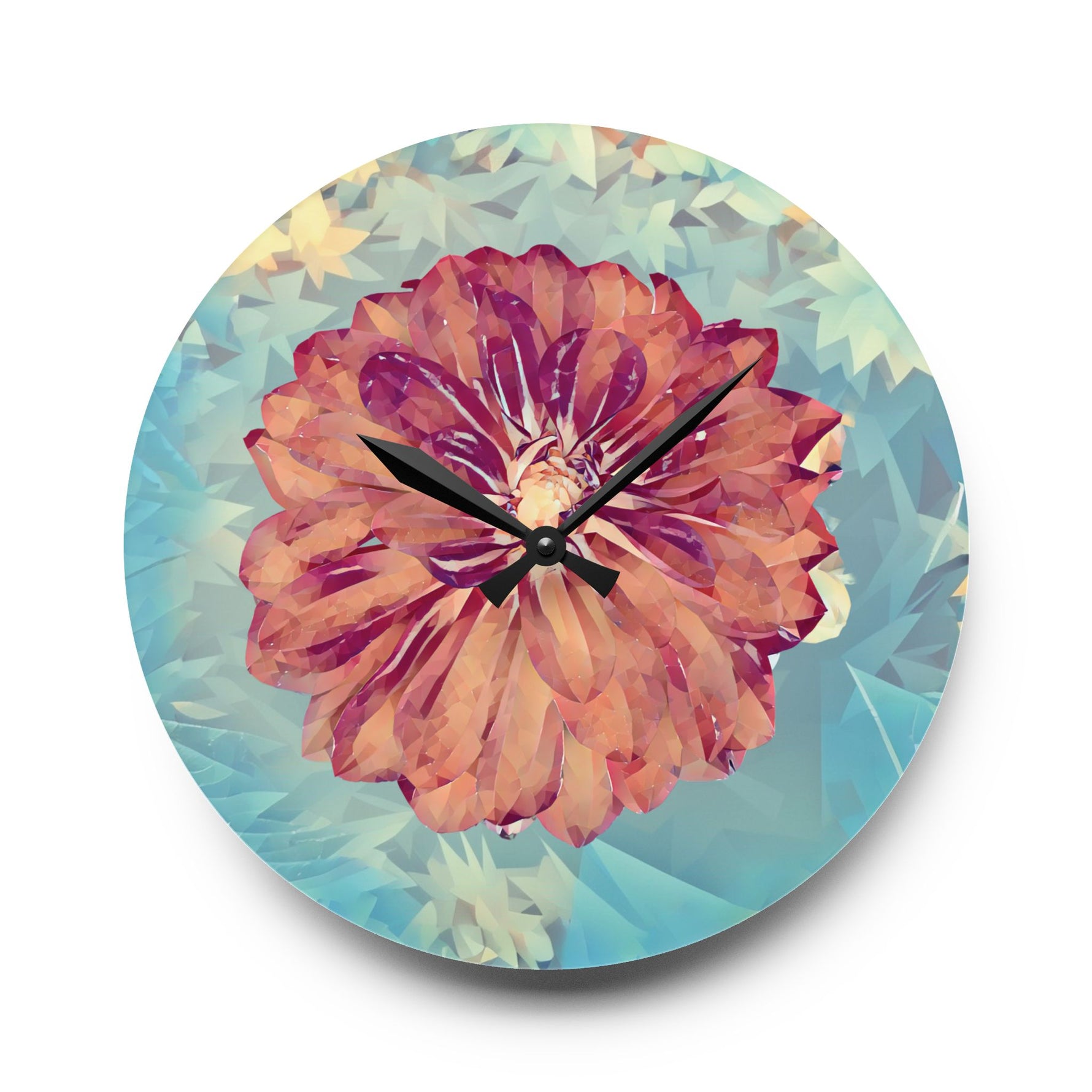 Acrylic Wall Clock - Poly Art - Flower of Dahlia (Variant 1)
