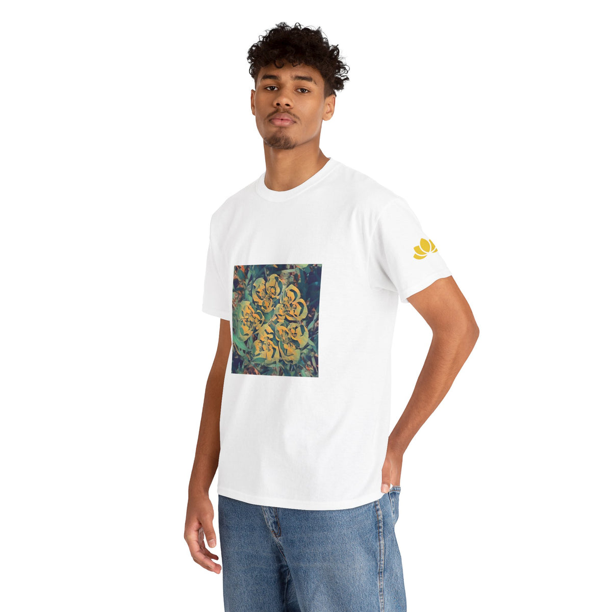Unisex Heavy Cotton Tee - Poly Art - Flower of Euphorbia Helioscopia
