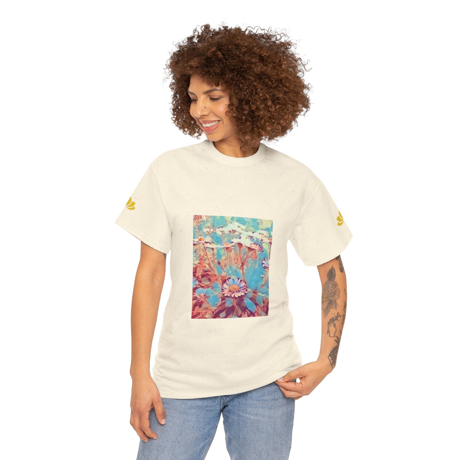 Unisex Heavy Cotton Tee - Poly Art - Flower of Daisies (Variant 3)