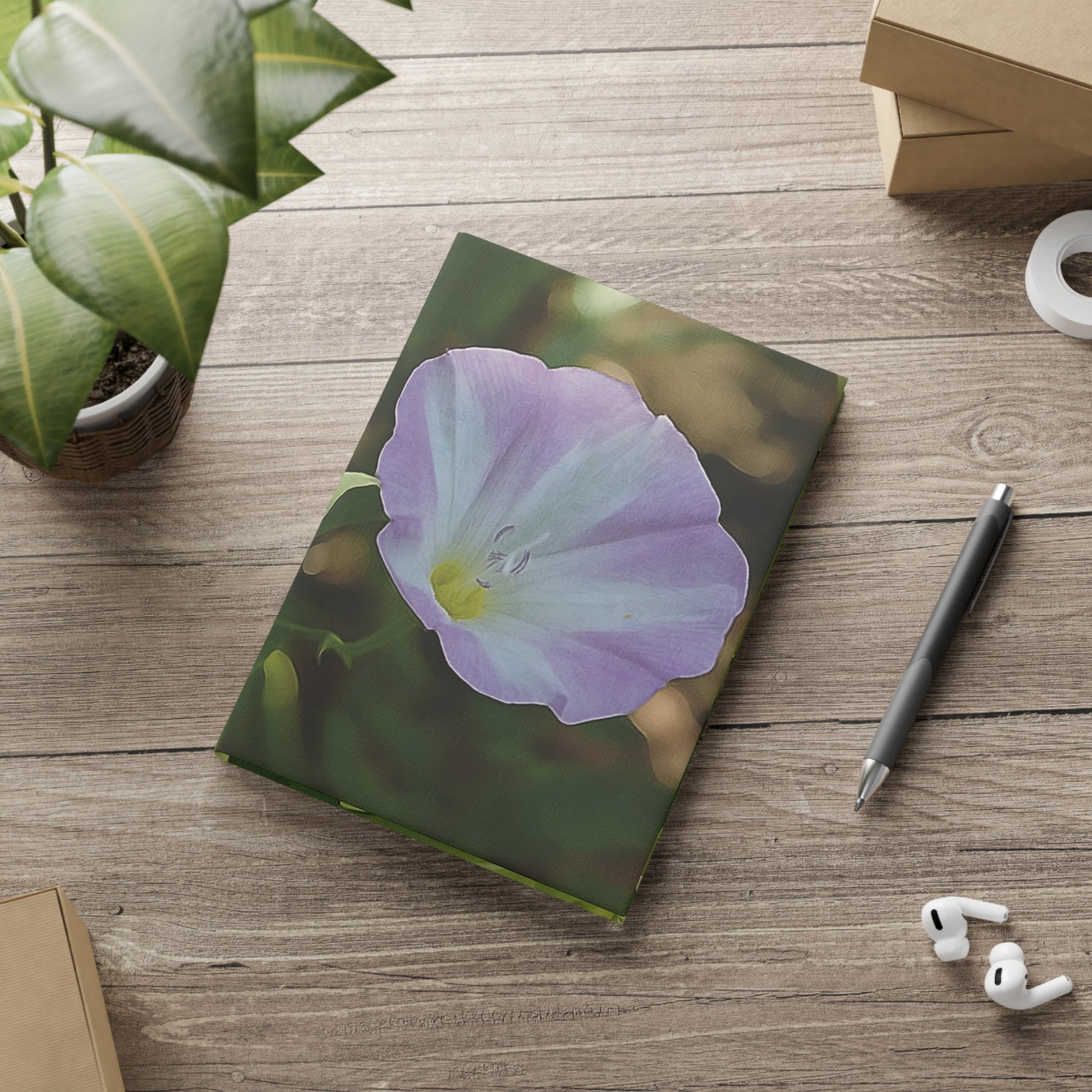 Hardcover Notebook with Puffy Covers - Flower of Convolvulus Arvensis/Vilucchio