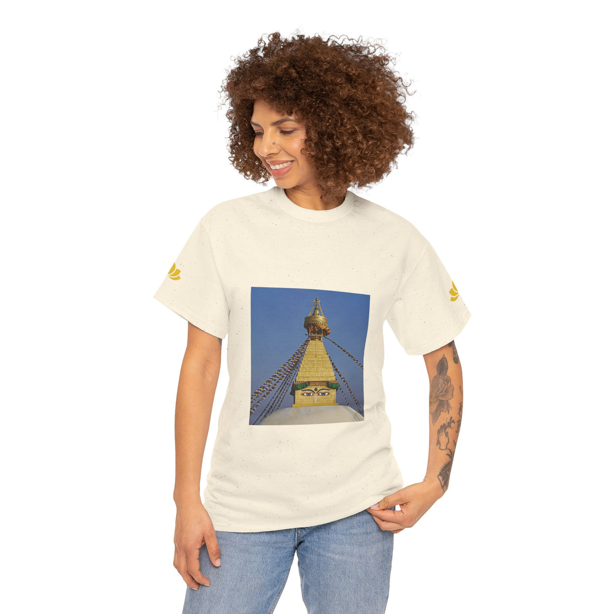 Unisex Heavy Cotton Tee - Nepal, Buddha's Eyes (Variant 3)