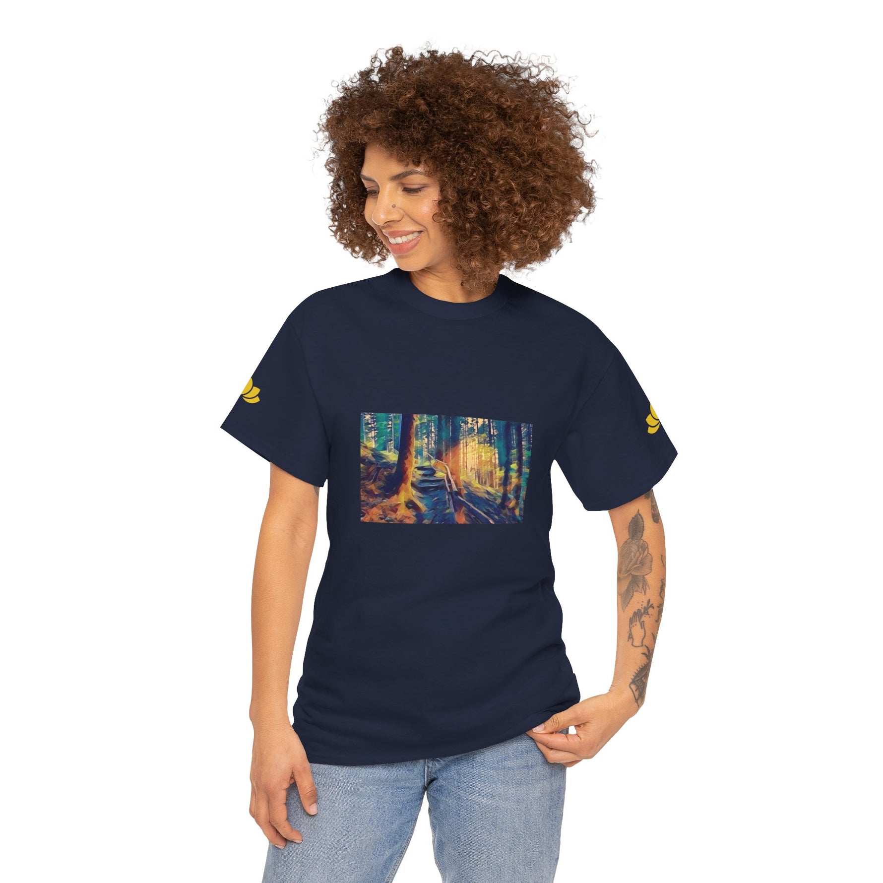 Unisex Heavy Cotton Tee - Poly Art - Forest, a Path (Variant 2)