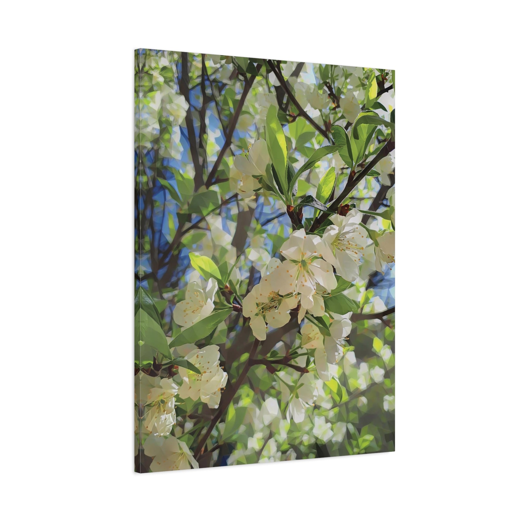 Stretched Matte Canvas - Poly Art - Apple's Tree Flower (Variant 1)