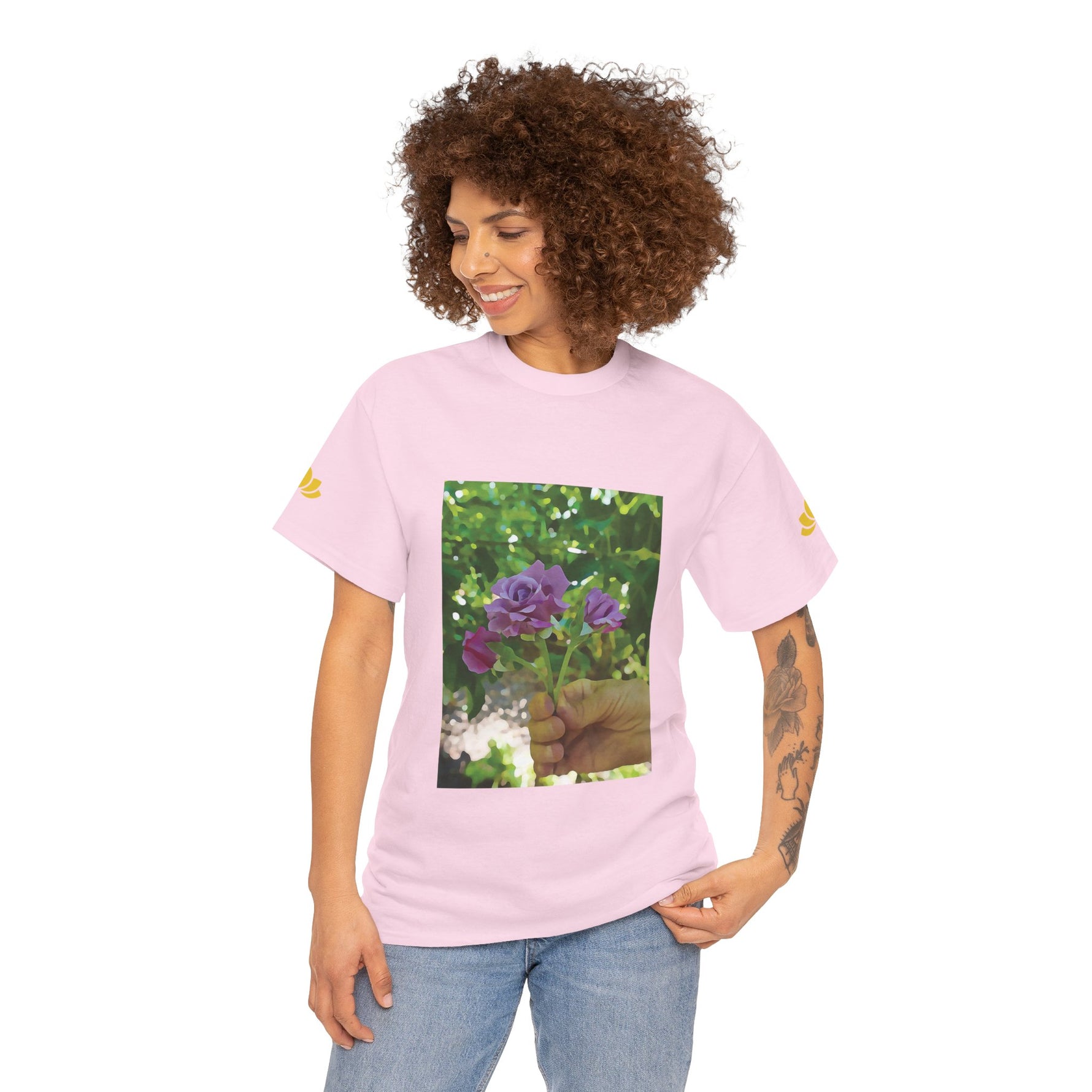 Unisex Heavy Cotton Tee - Flower of Rose, Small Bouquet