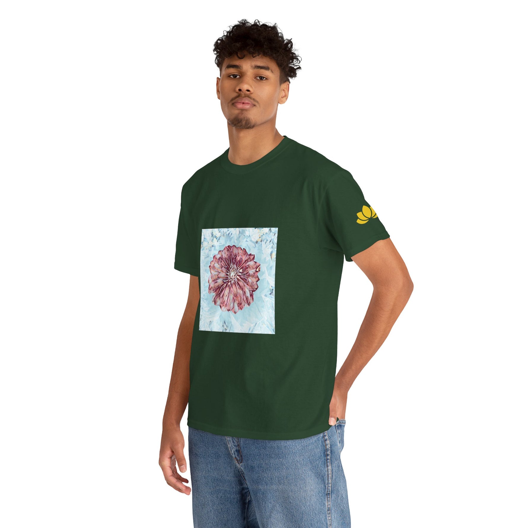 Unisex Heavy Cotton Tee - Poly Art - Flower of Dahlia (Variant 2)