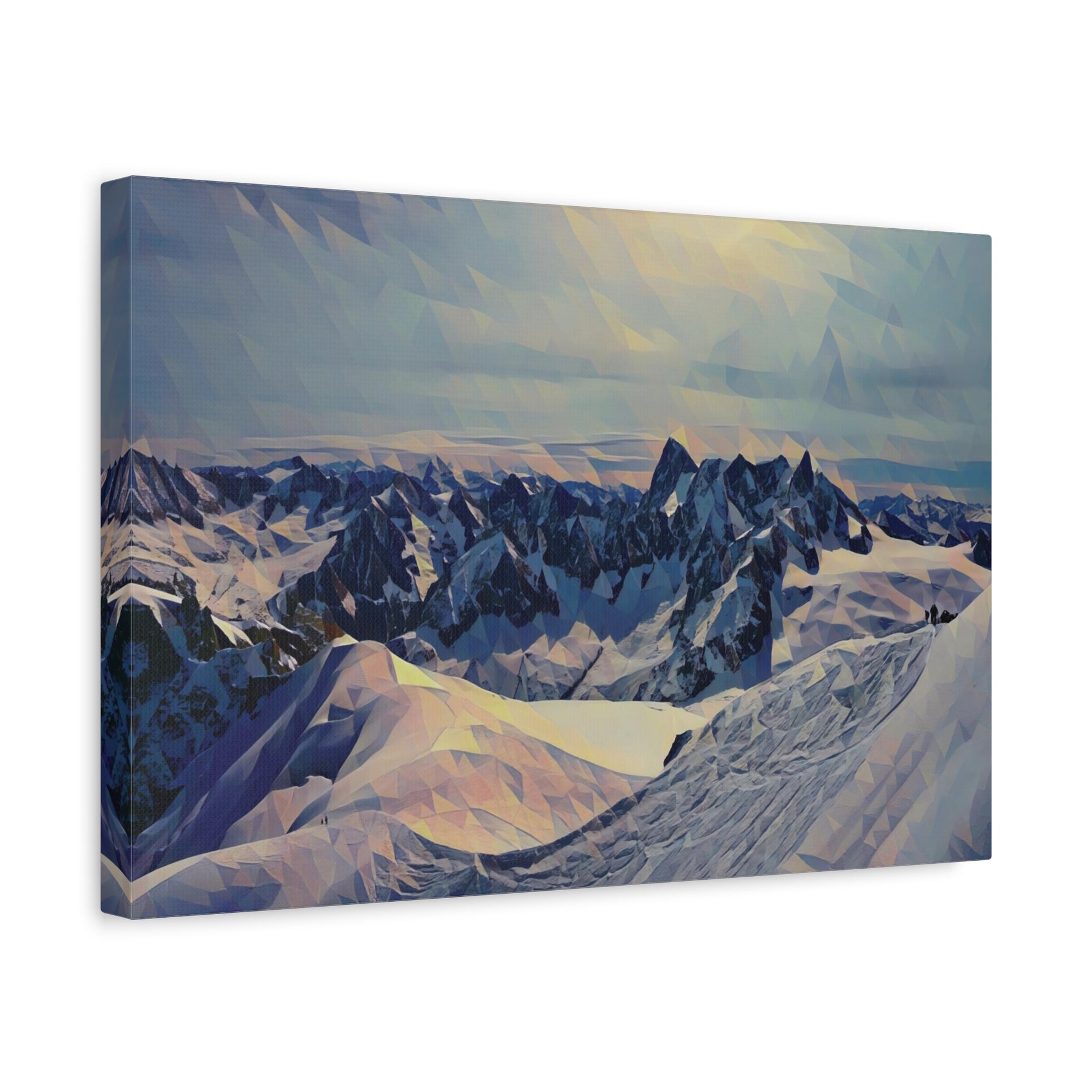 Stretched Matte Canvas - Poly Art - View from Mont Blanc (Variant 2)