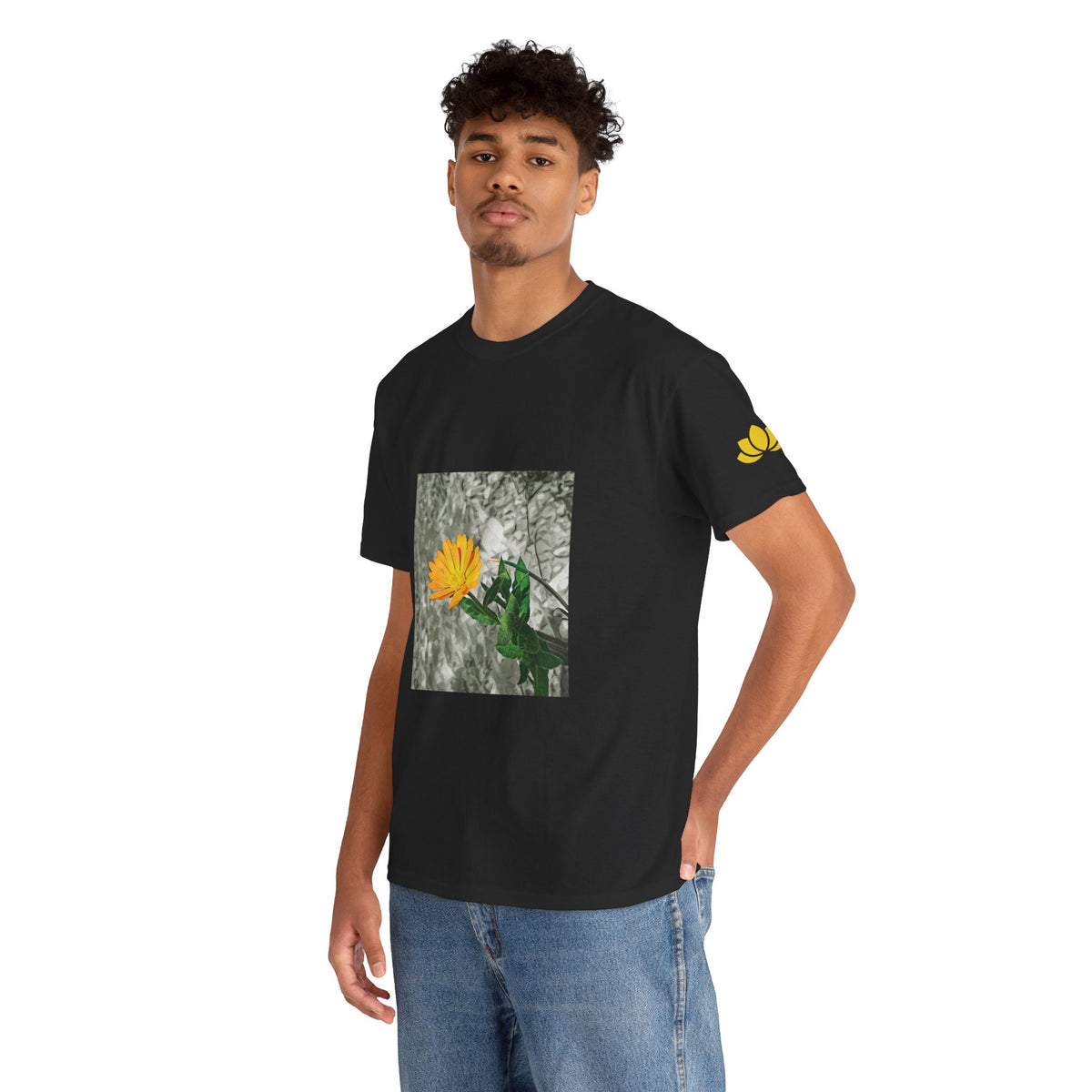 Unisex Heavy Cotton Tee - Poly Art - Flower of Calendula (Variant 1)