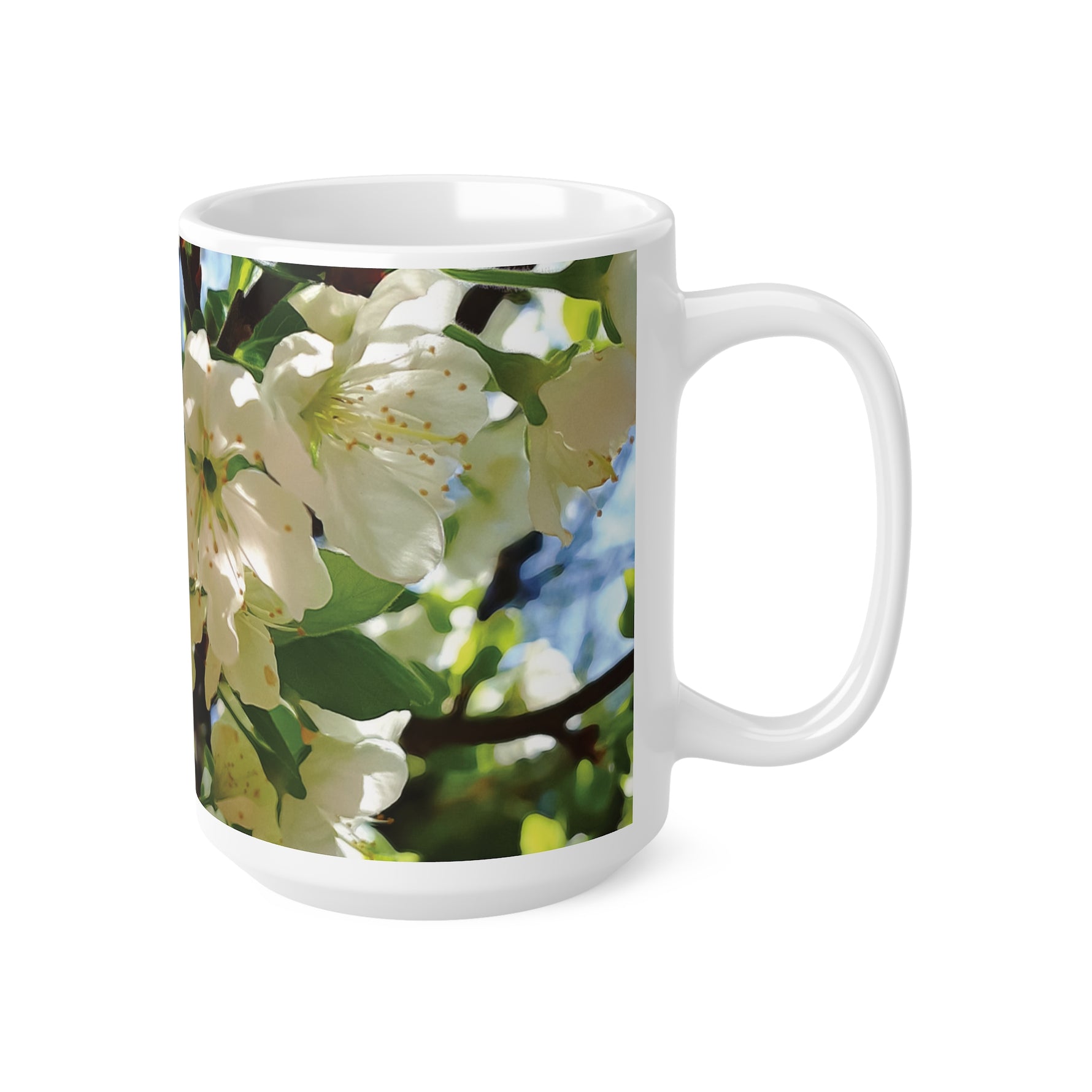 Ceramic White Cup 15oz - Apples' Tree Flower
