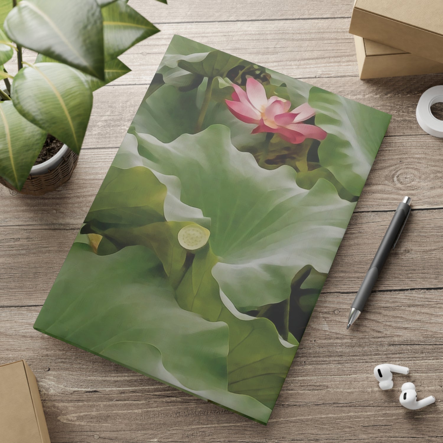 Hardcover Notebook with Puffy Covers - Flower of Lotus