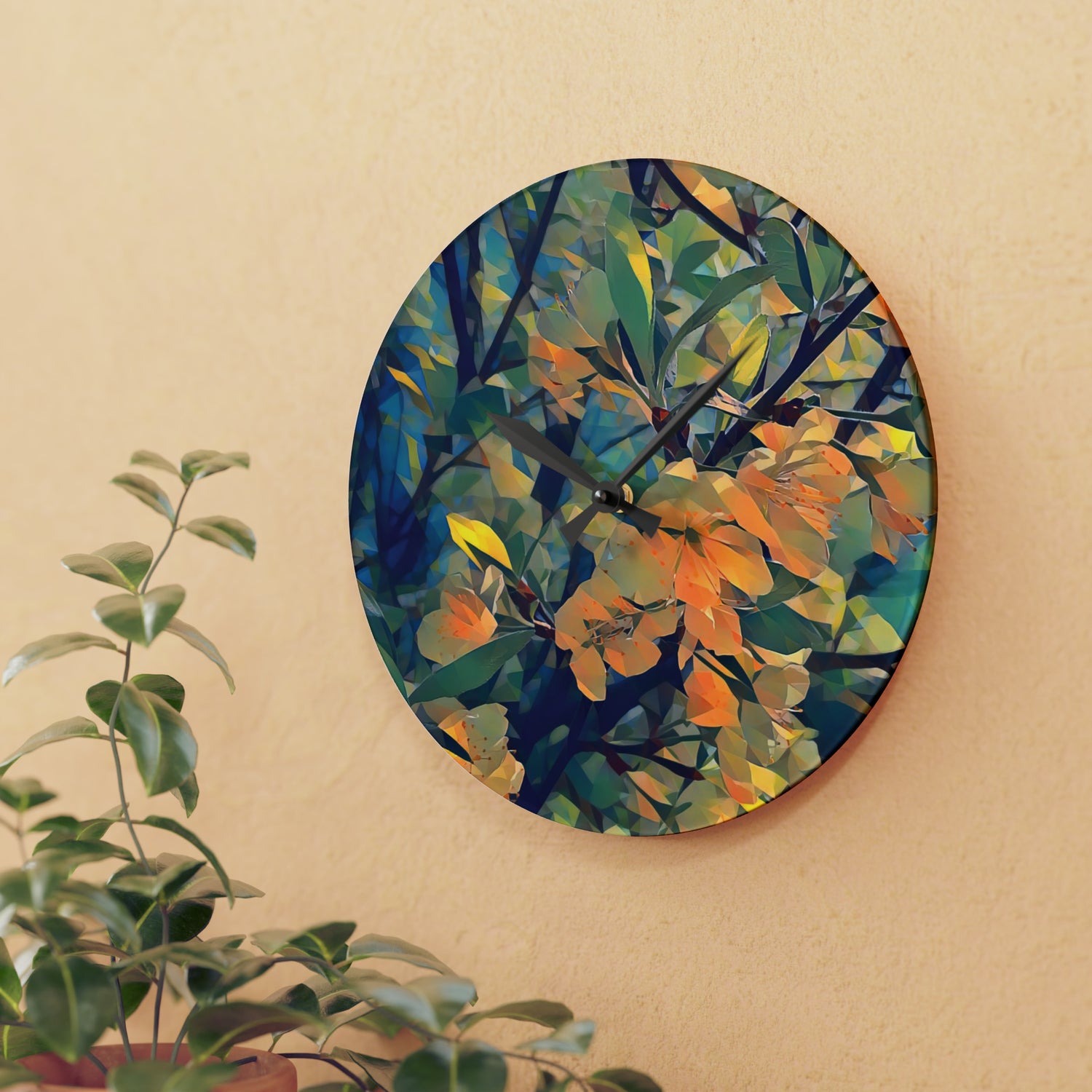 Acrylic Wall Clock - Poly Art - Apples' Tree Flower (Variant 2)