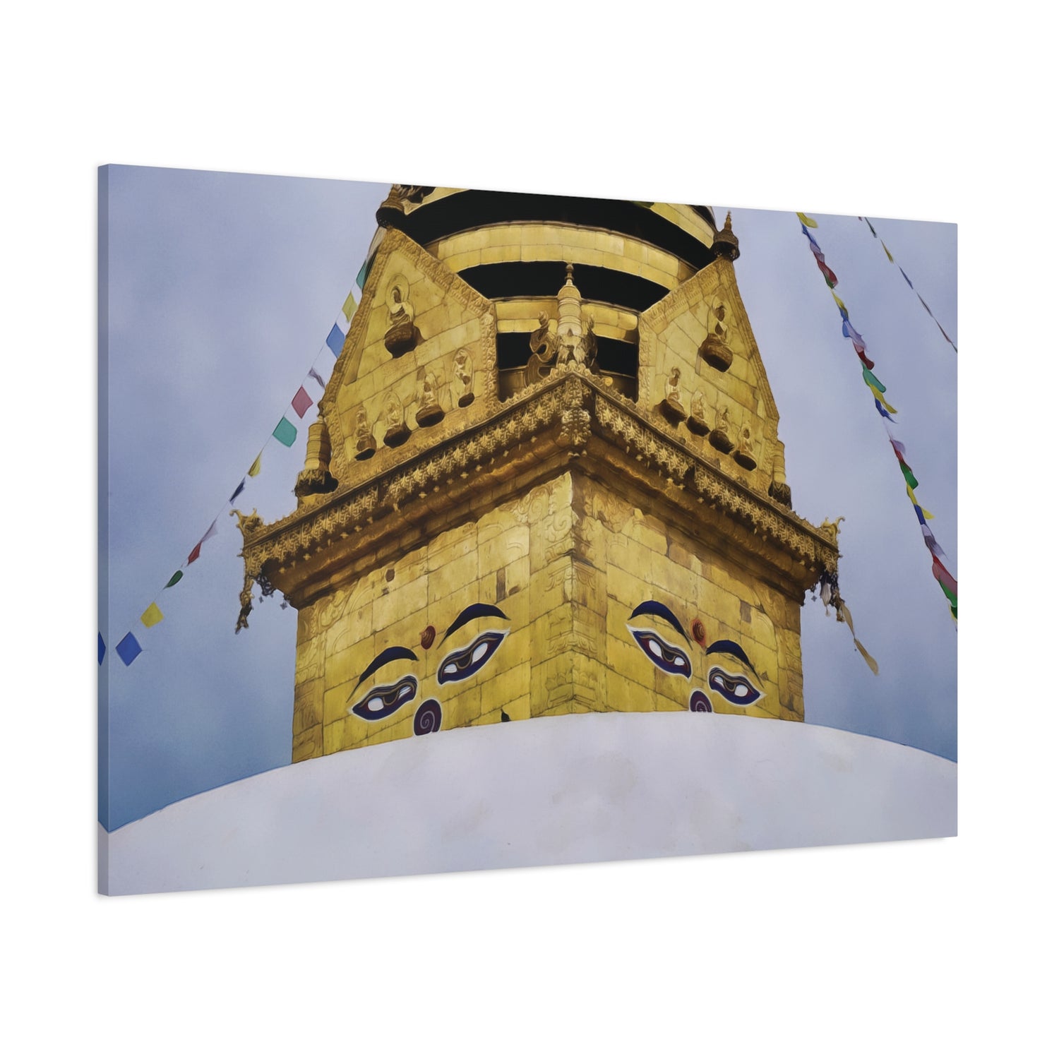Stretched Matte Canvas - Nepal, Stupa with Buddha's Eyes (Variant 2)
