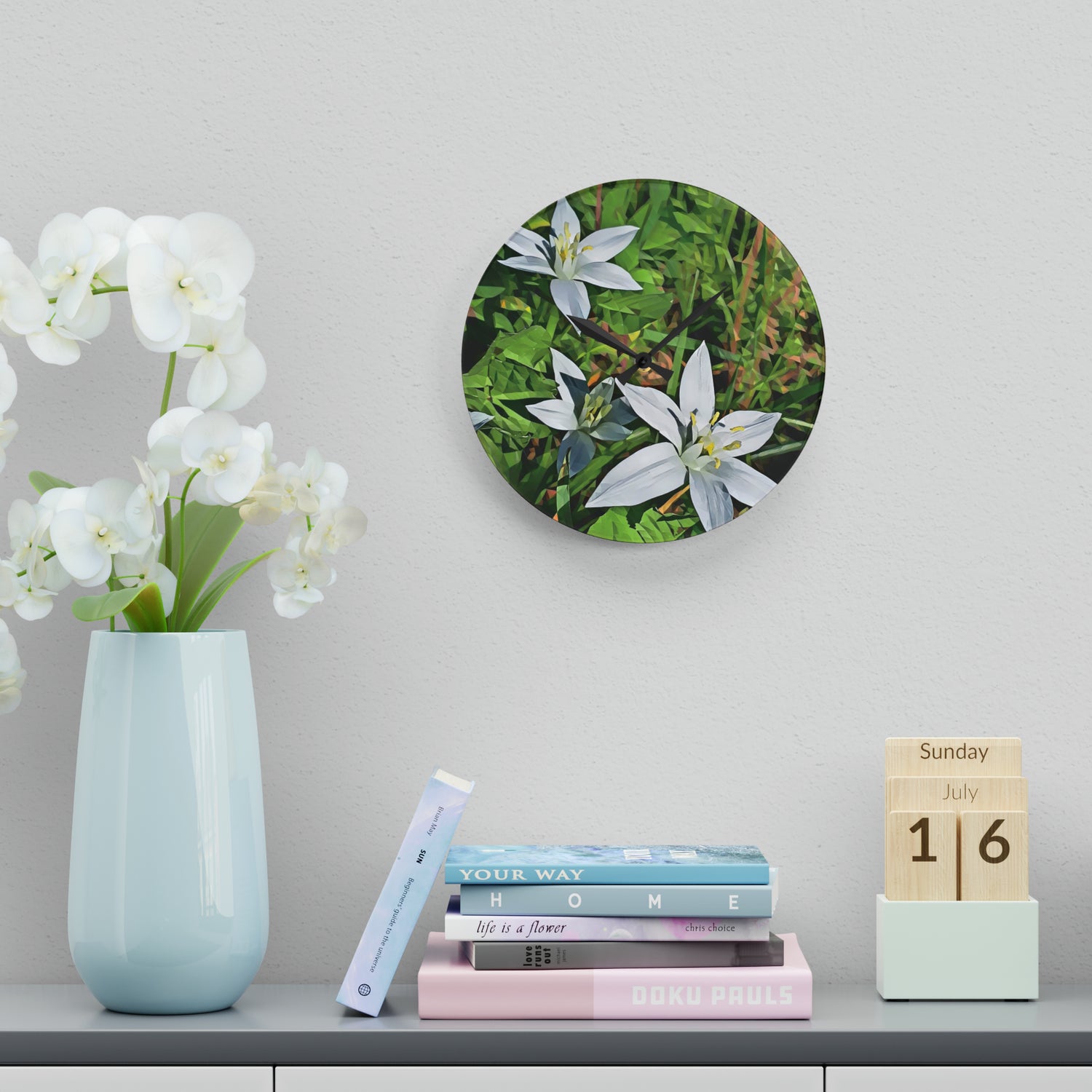 Acrylic Wall Clock - Poly Art - Flower of Ornithogalum (Variant 1)