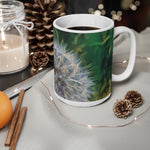 Ceramic White Cup 15oz - Poly Art - Flower of Dandelion (Variant 2)