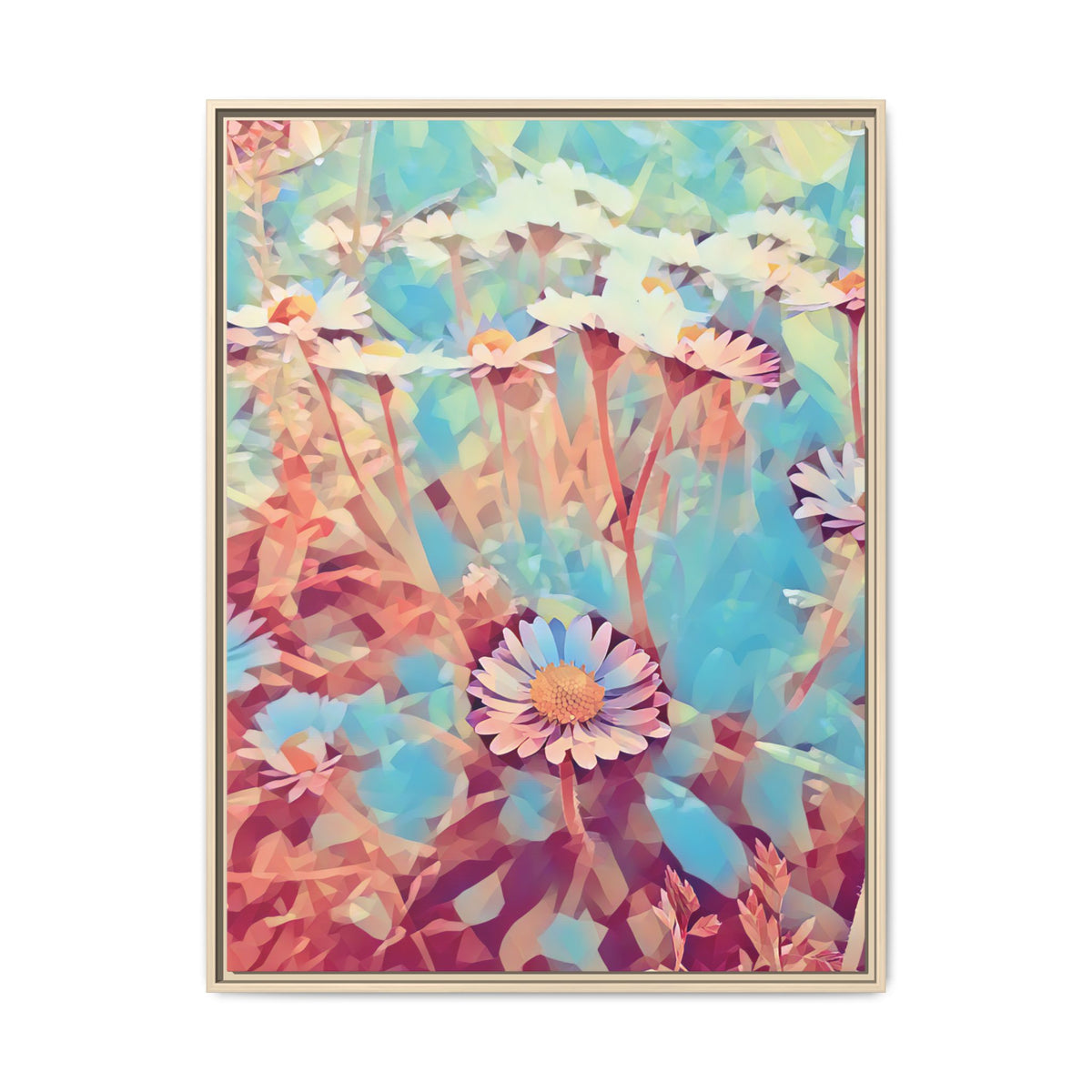 Daisy (Light Blue) | Poly Art | Framed Canvas