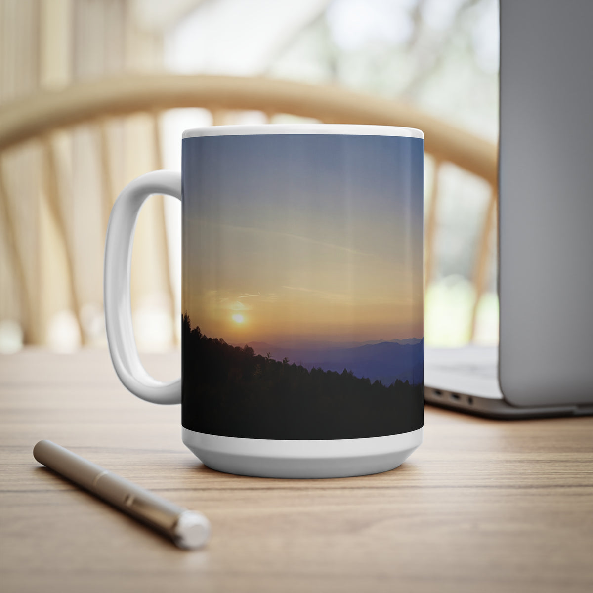 Ceramic White Cup 15oz - Sunset Sky (Variant 1)