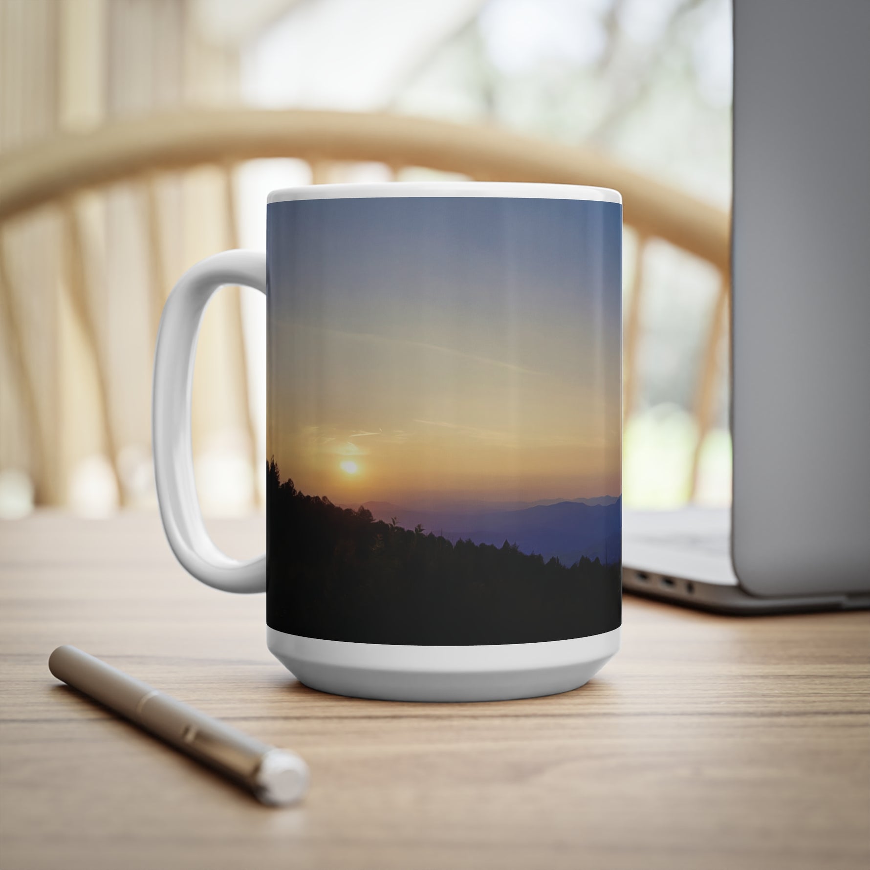 Ceramic White Cup 15oz - Sunset Sky (Variant 1)