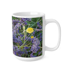 Ceramic White Cup 15oz - Flower of Lavender and Chamomile