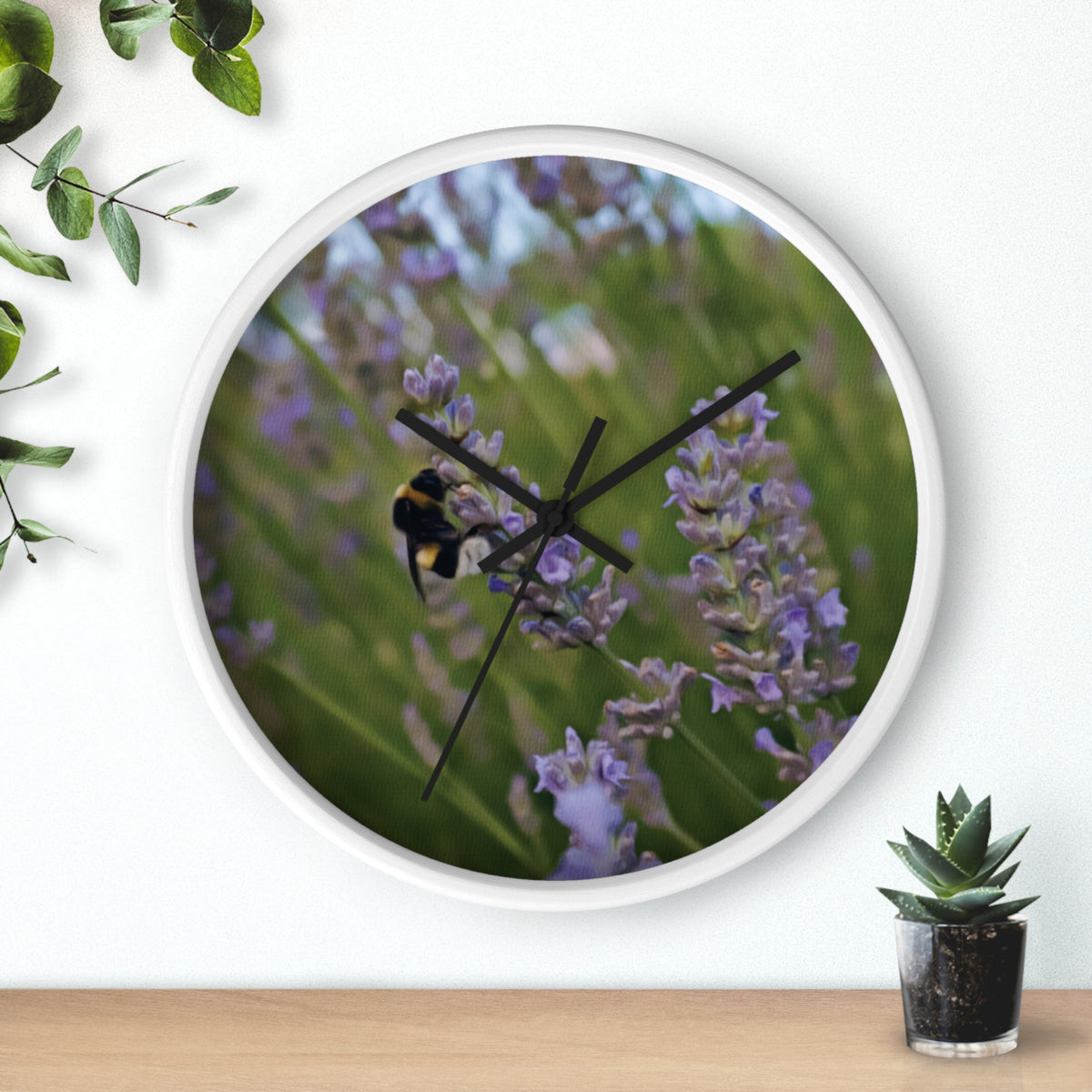 Wall Clock - Flower of Lavender with Bombus Insect (Variant 2)