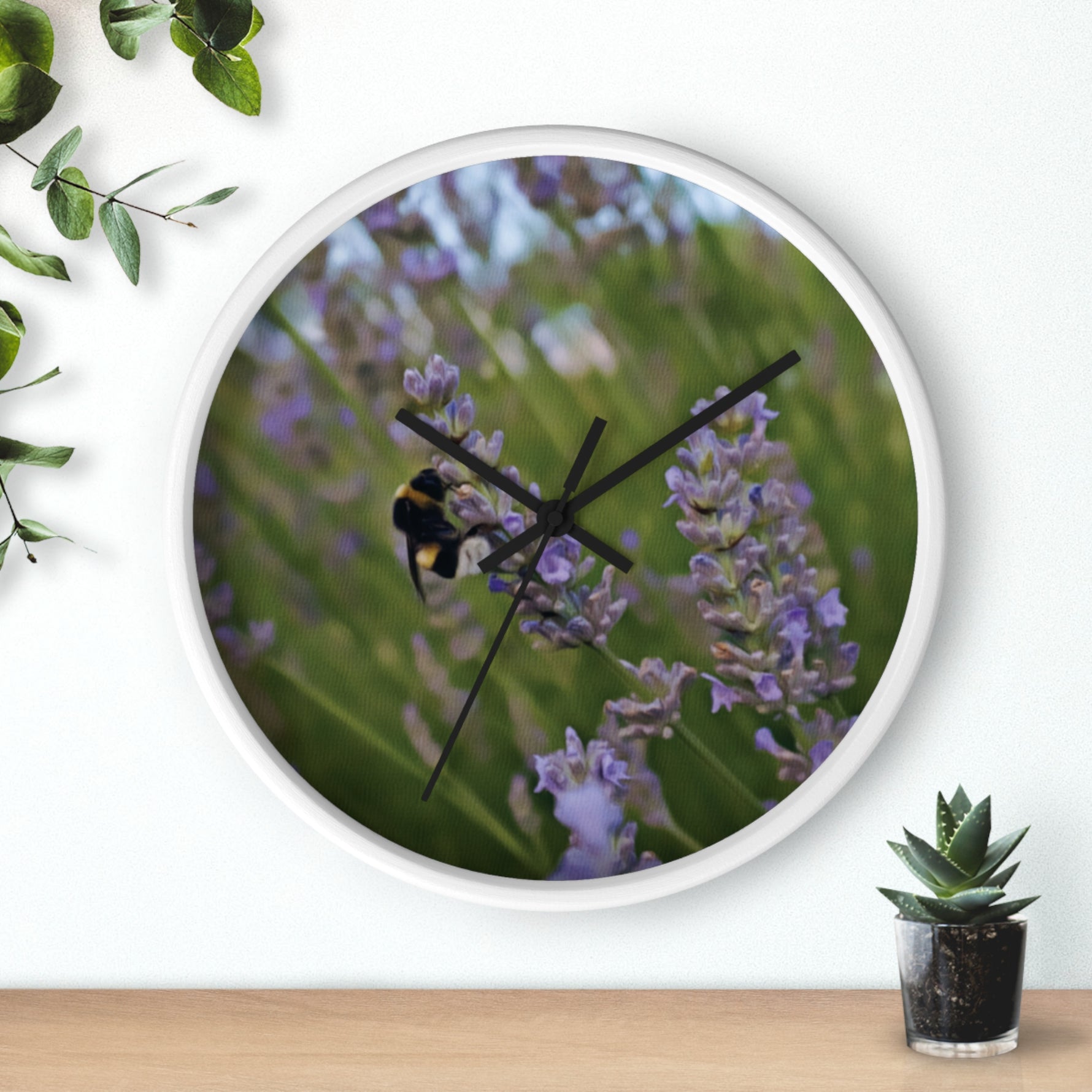 Wall Clock - Flower of Lavender with Bombus Insect (Variant 2)