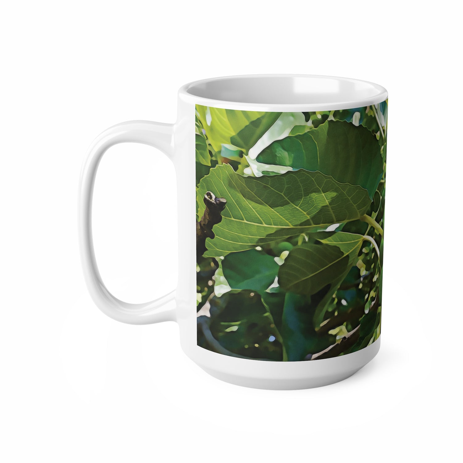 Ceramic White Cup 15oz - Fig's Plant, with Fruits and Leaves