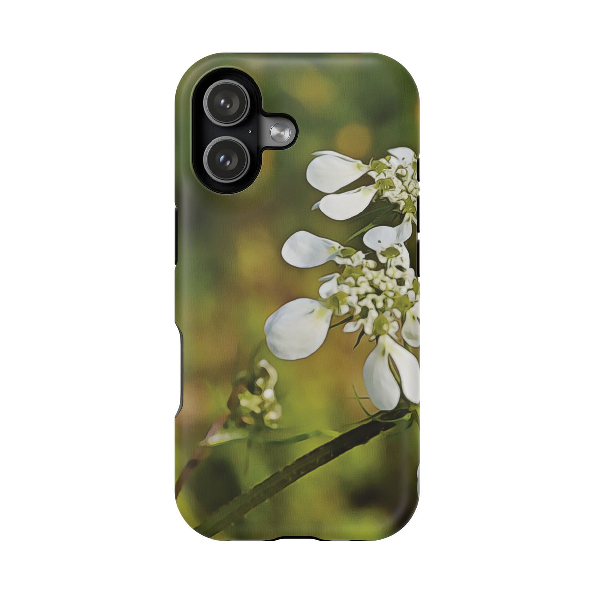Magnetic Tough Phone Case - Flower, White
