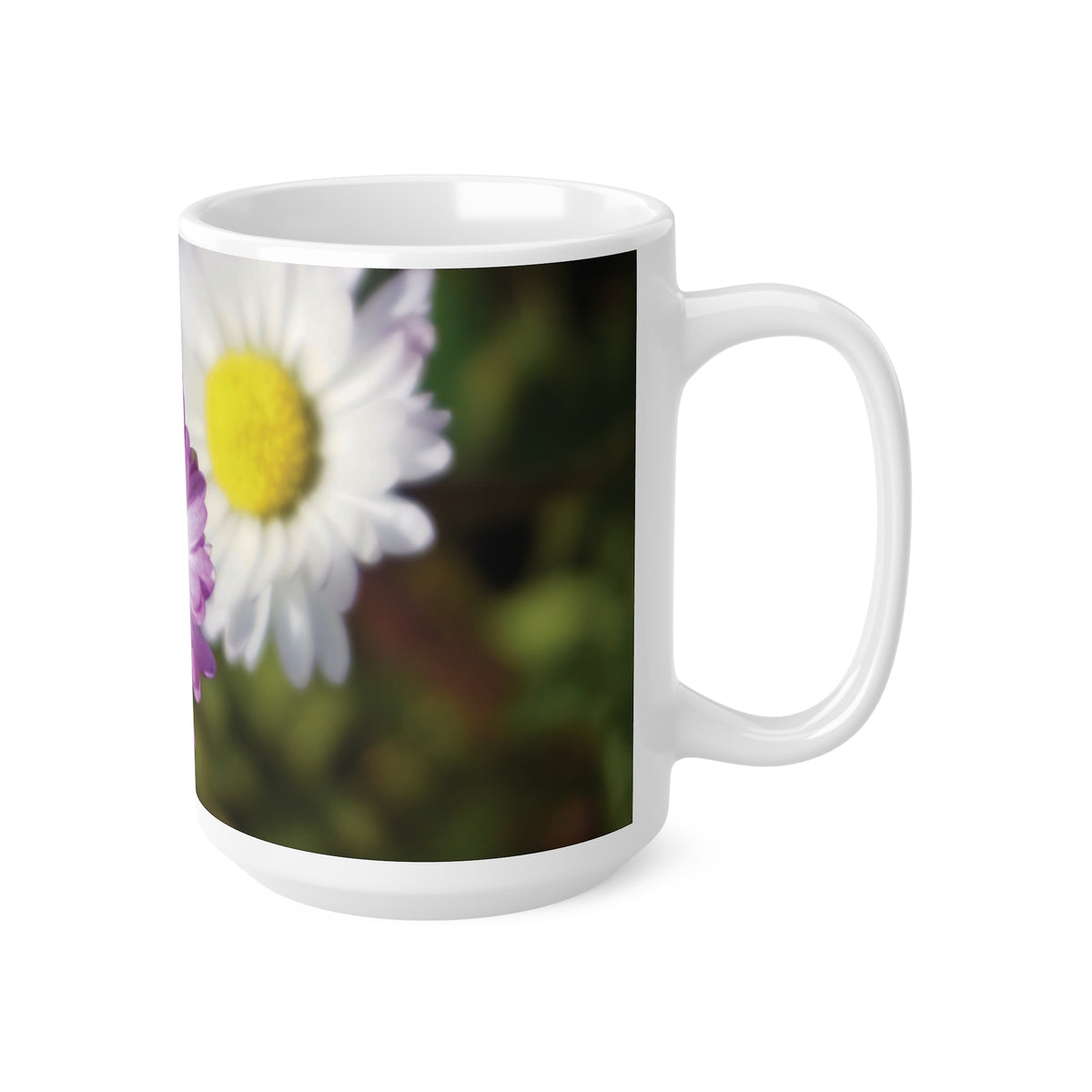 Ceramic White Cup 15oz - Flower of Daisies