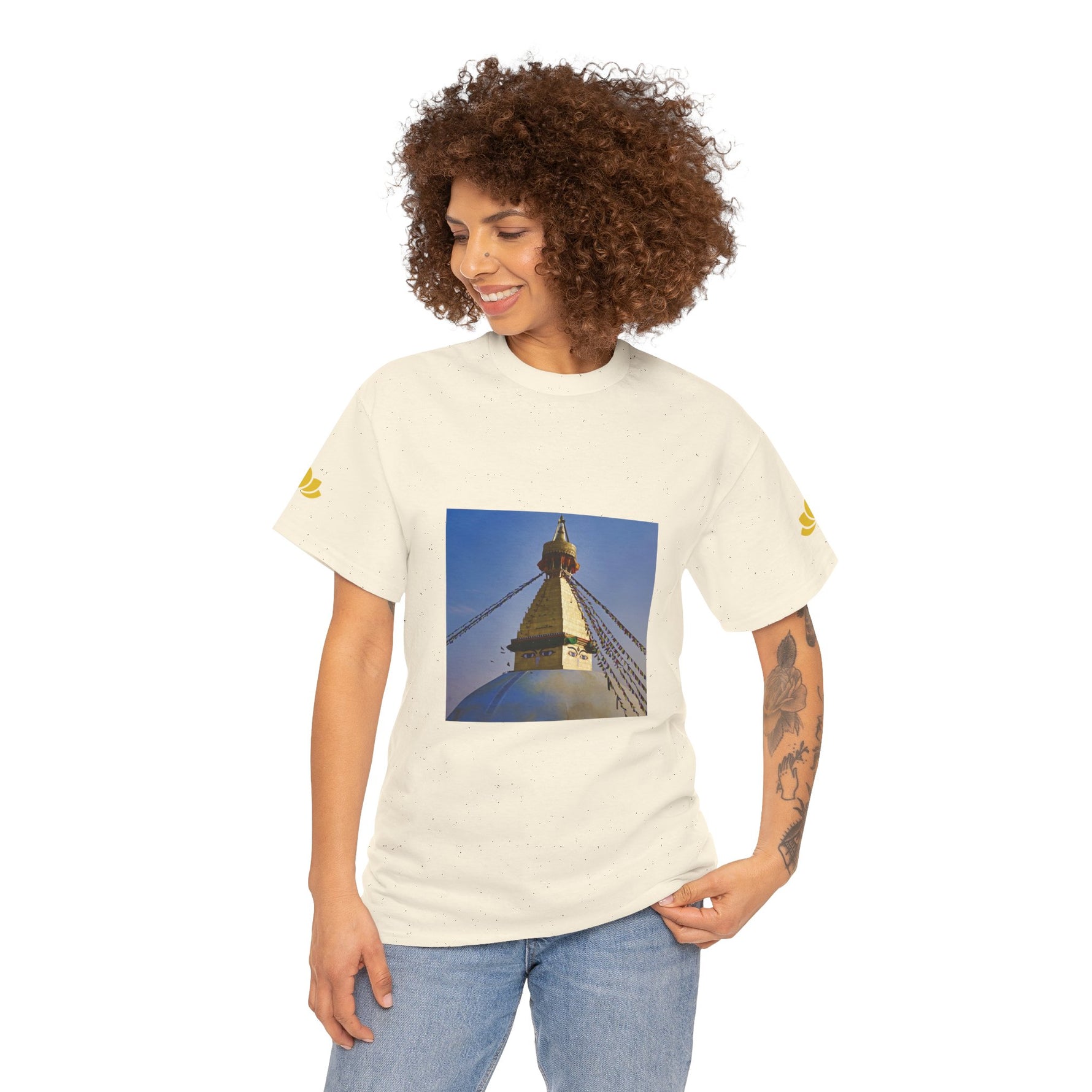 Unisex Heavy Cotton Tee - Nepal, Buddha's Eyes (Variant 6)