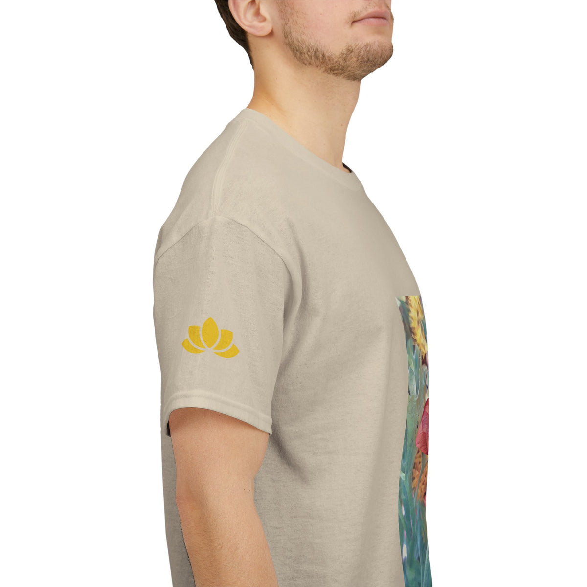 Unisex Heavy Cotton Tee - Poly Art - Flower of Dahlia in Red