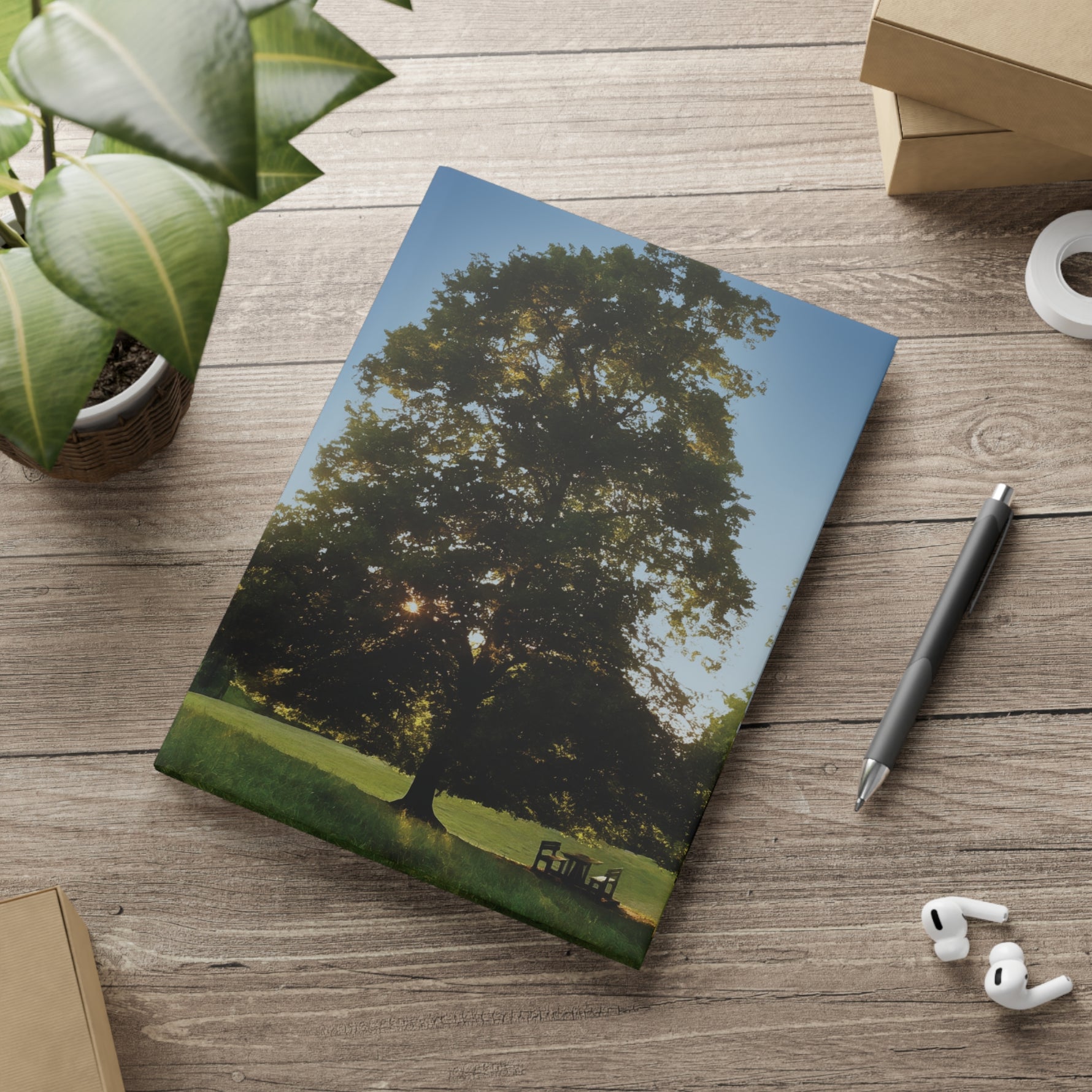 Hardcover Notebook with Puffy Covers - Tree in a Lawn (Variant 2)