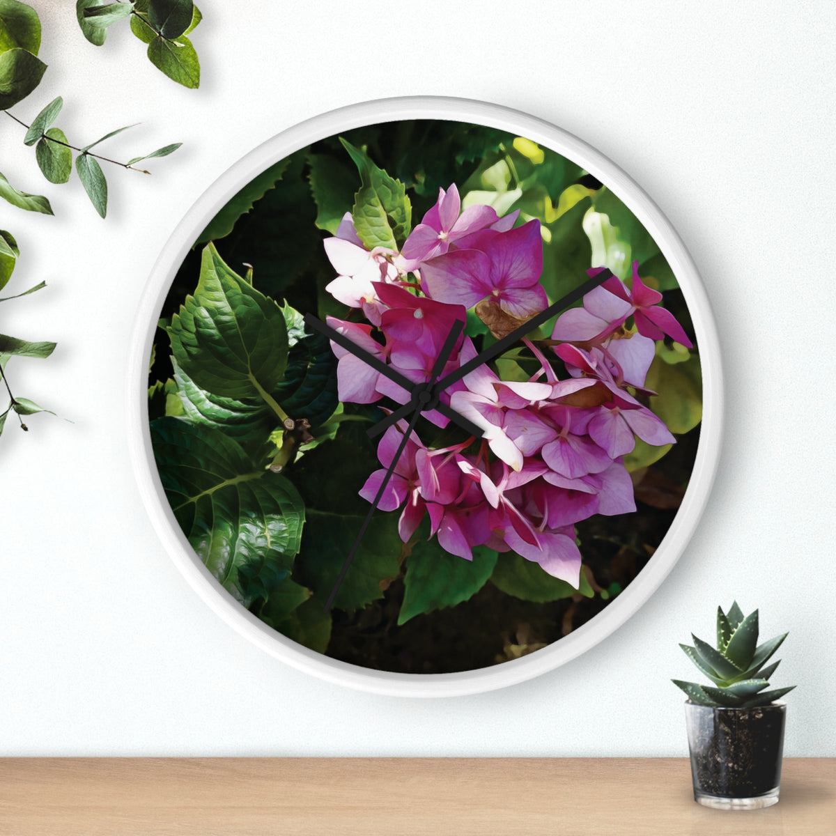 Wall Clock - Flower of Ortensia/Hydrangea Macrophylla