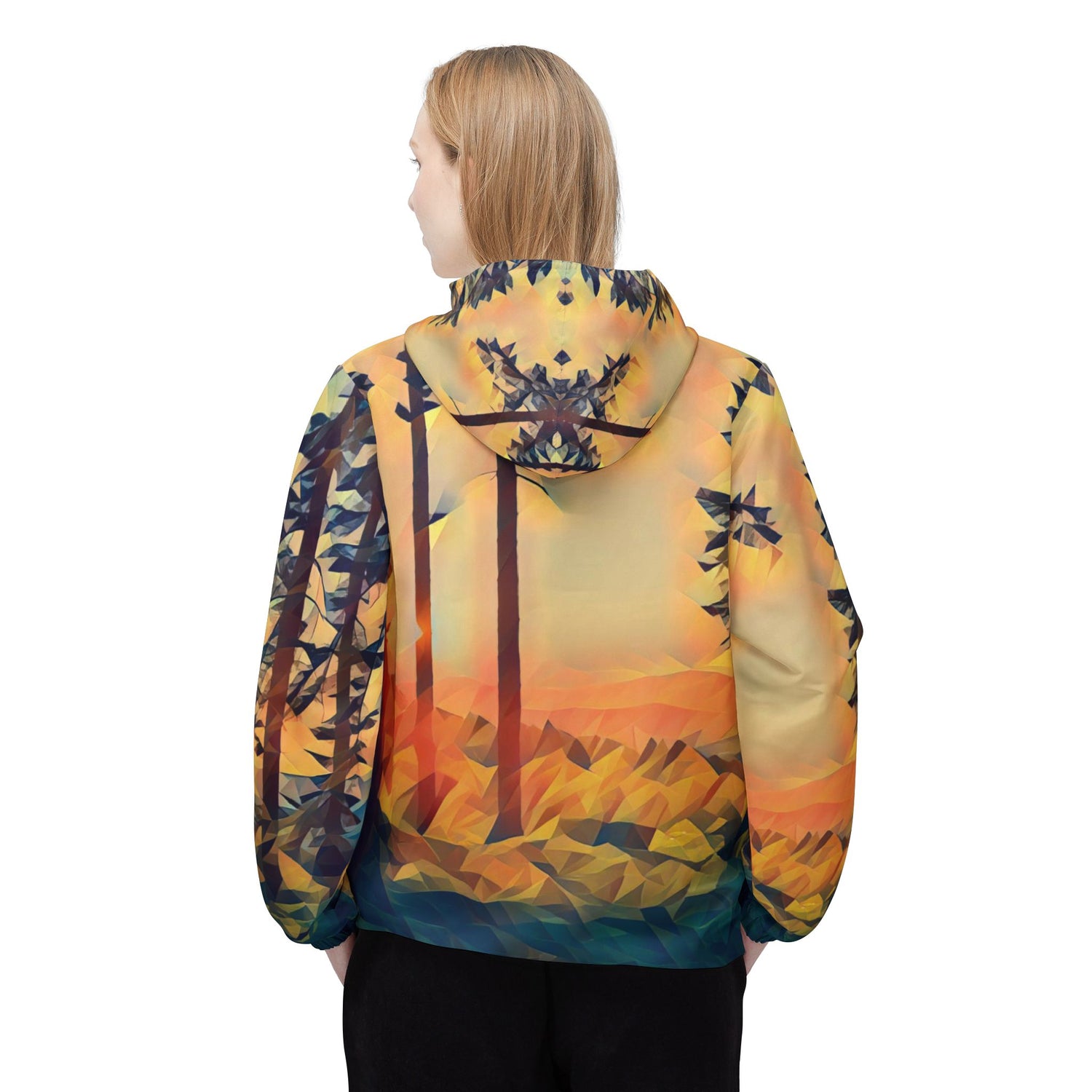 Windbreaker Jacket - Poly Art - Forest Sunset