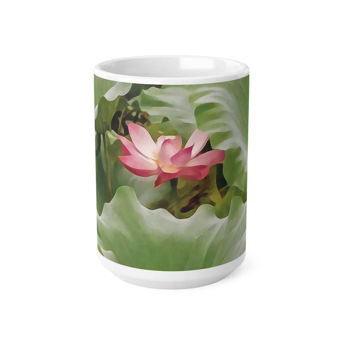 Ceramic White Cup 15oz - Flower of Lotus (Variant 2)